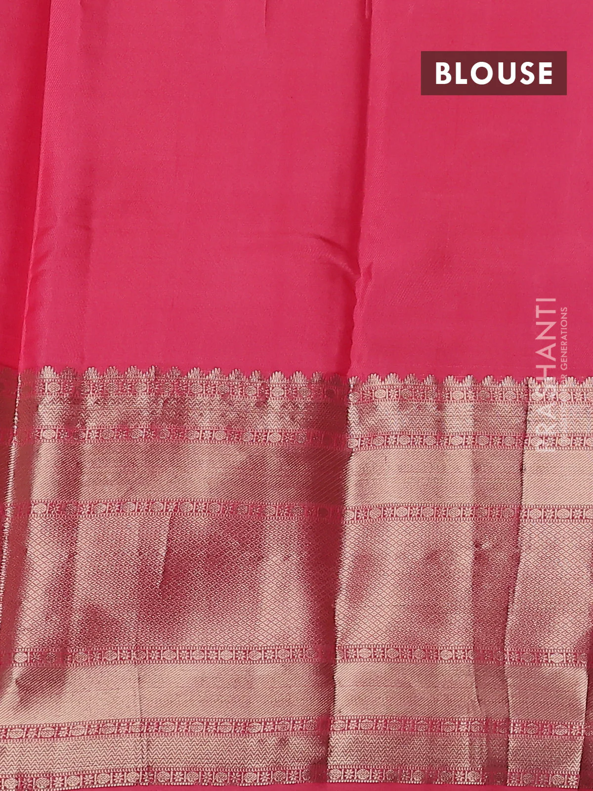 Pure kanchipuram silk saree maroon and peach pink with allover zari weaves and long zari woven border - Image 3