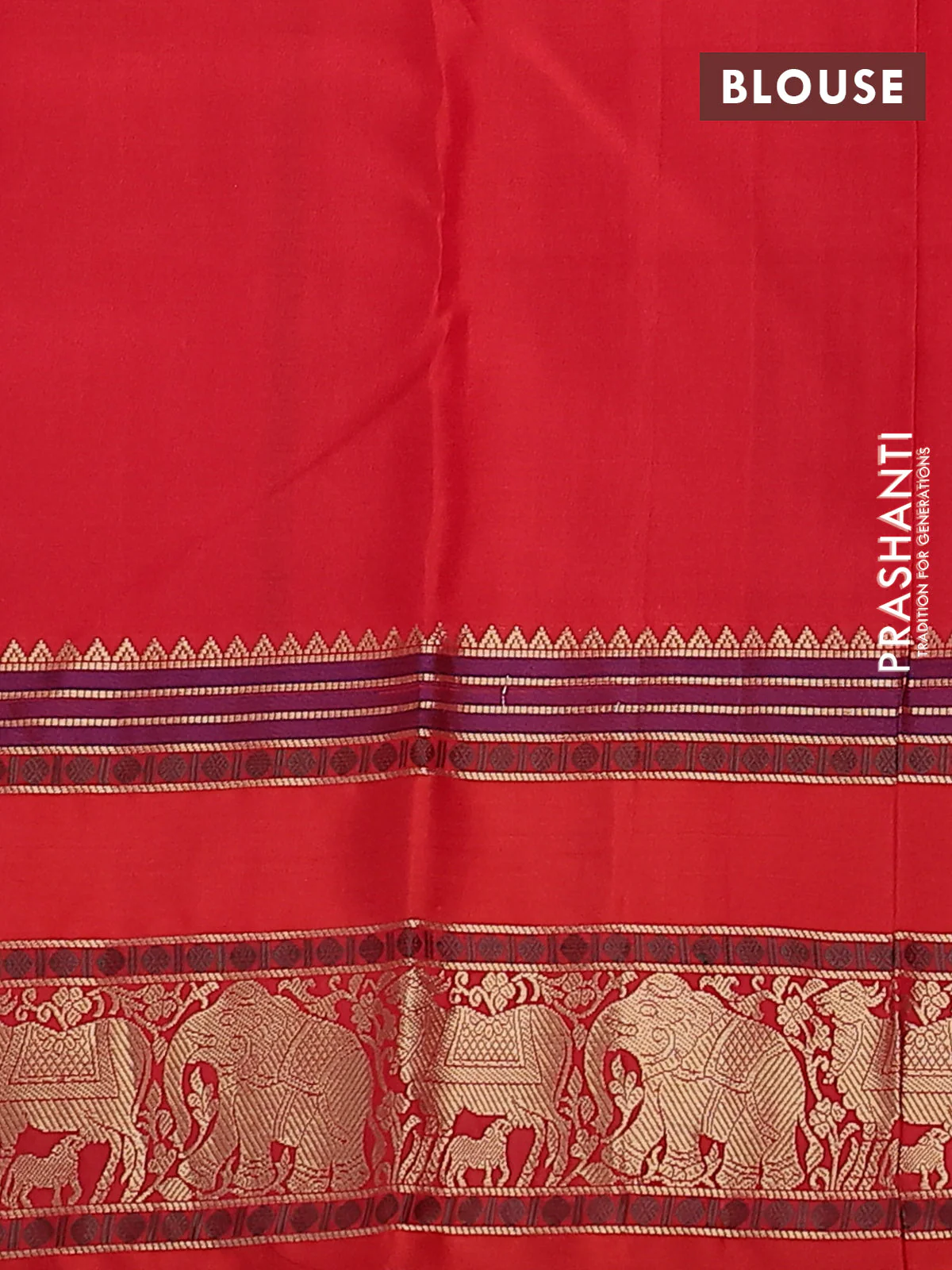 Pure kanchipuram silk saree maroon and red with zari woven buttas and long rettapet zari woven border - Image 3