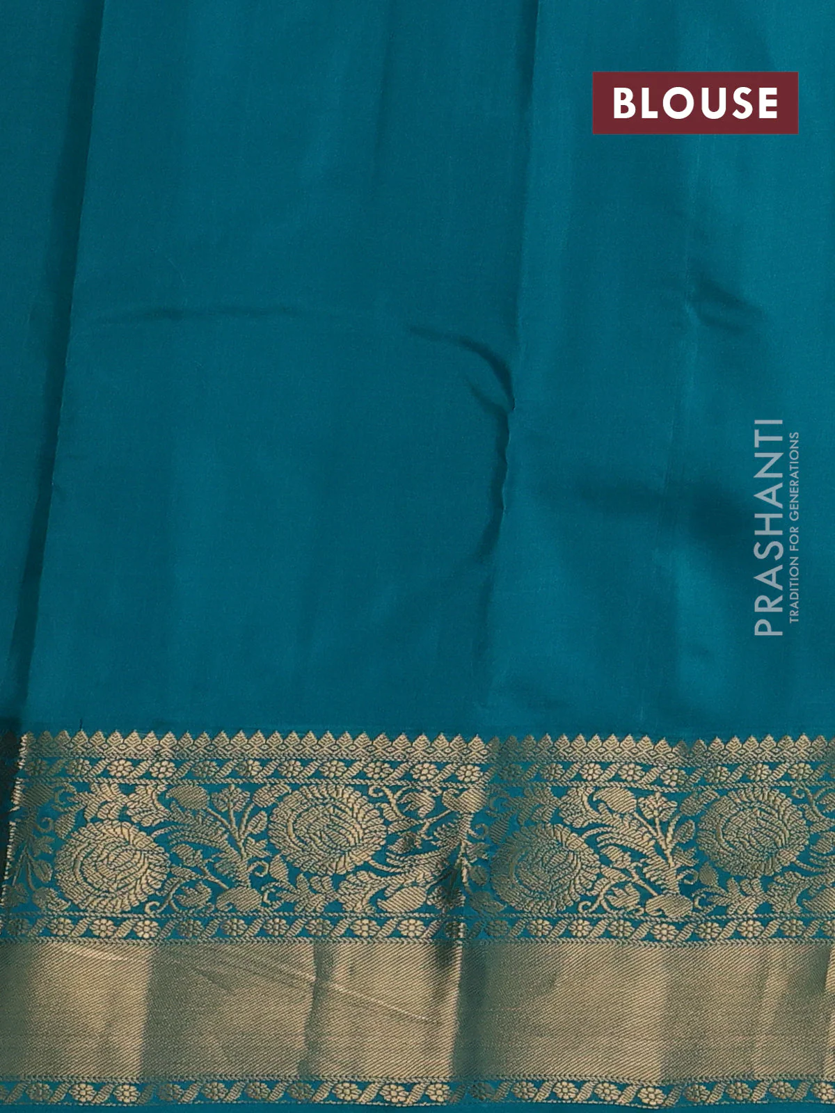 Pure kanchipuram silk saree maroon and teal green with zari woven buttas and rich zari woven korvai border - Image 3