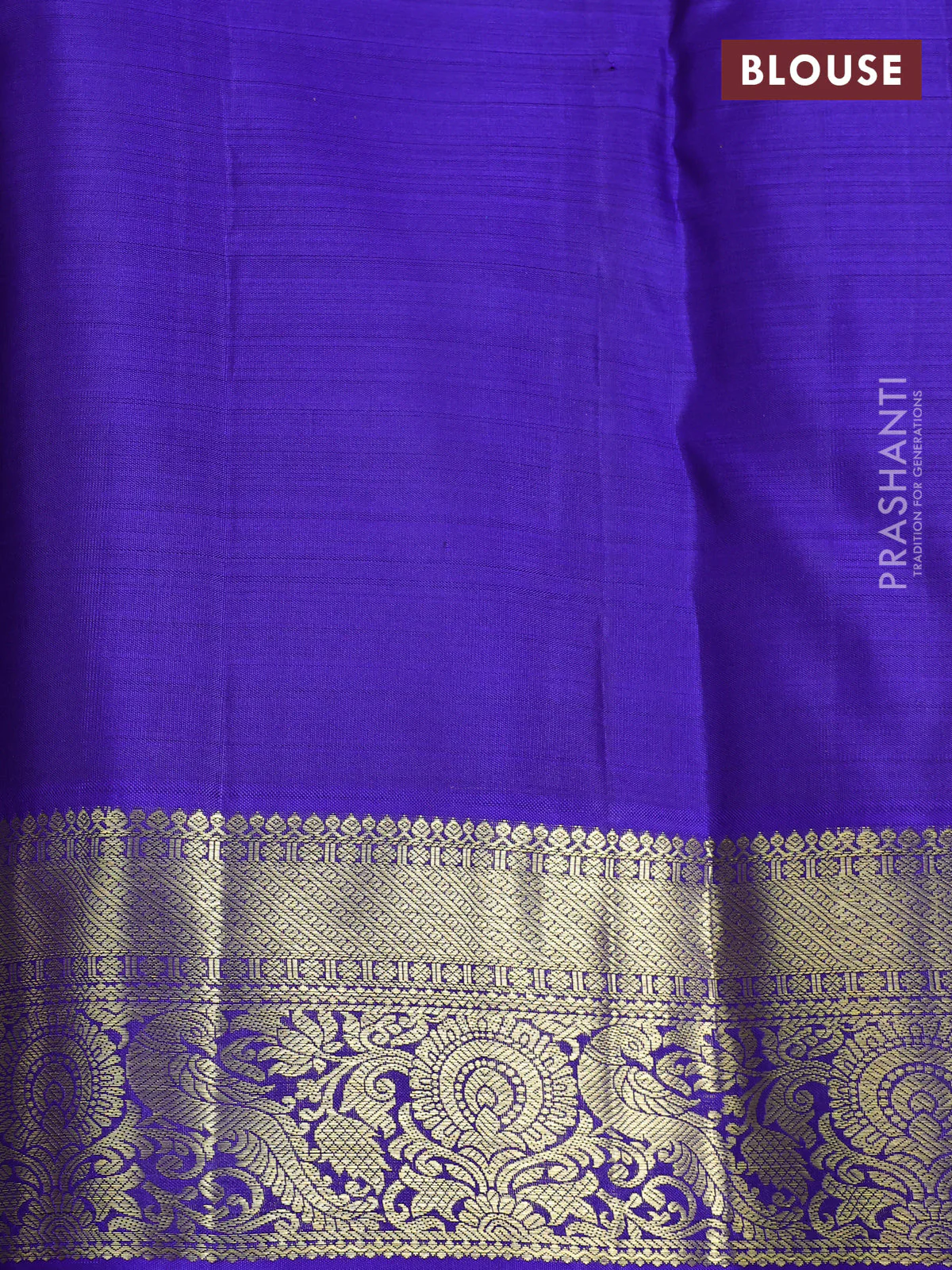 Pure kanchipuram silk saree maroon shade and blue with allover zari checks & buttas and zari woven border - Image 4