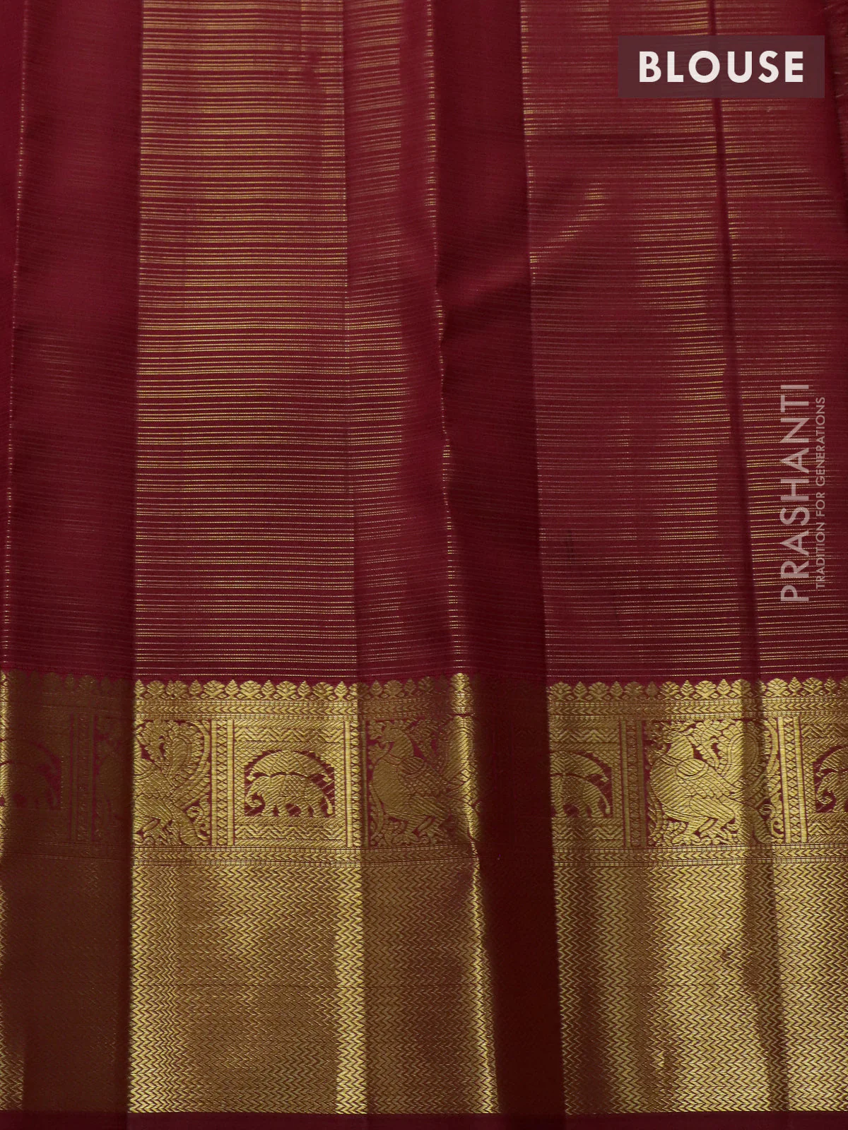 Pure kanchipuram silk saree maroon with allover zari weaves & buttas and zari woven border - Image 4