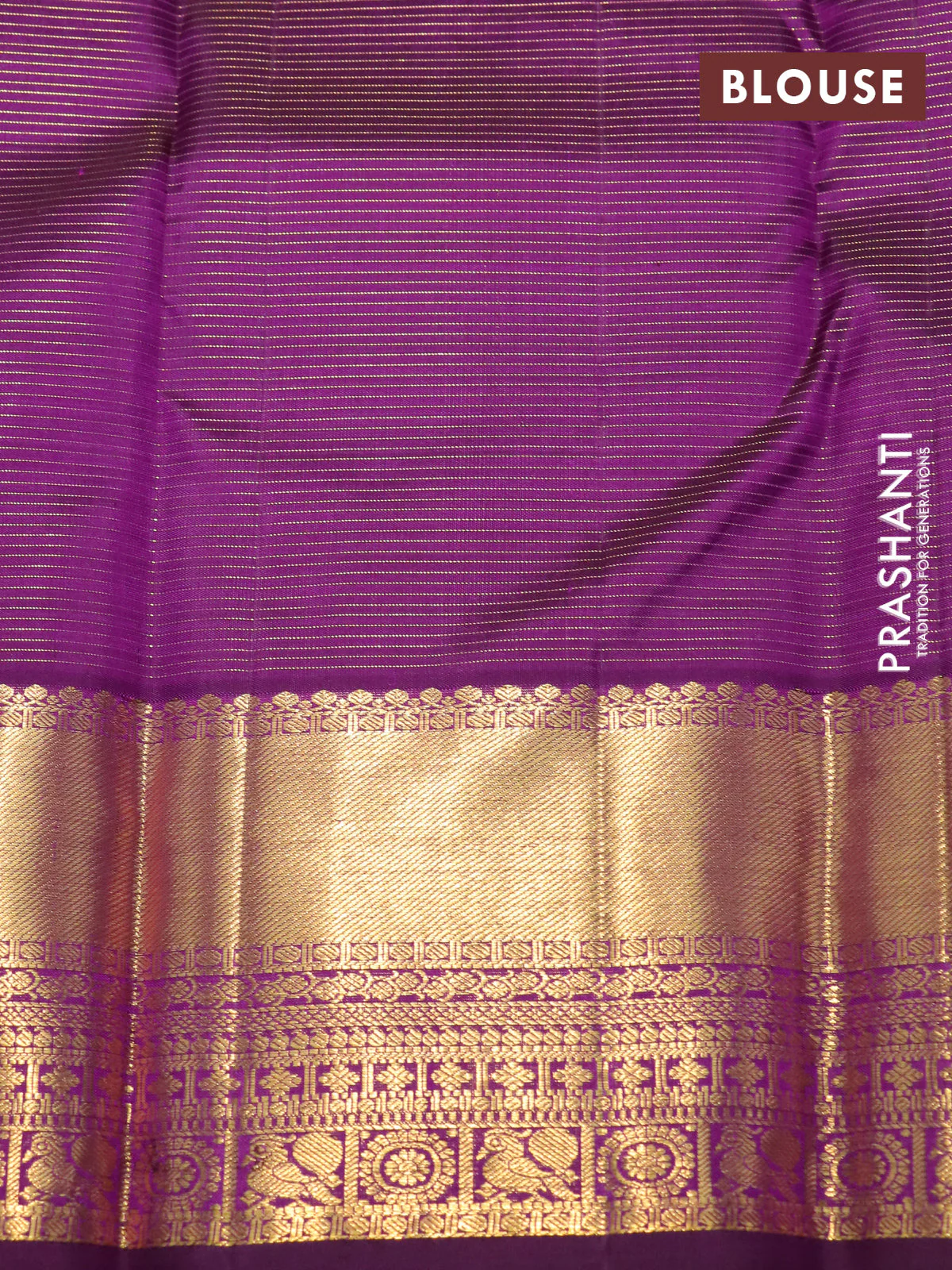 Pure kanchipuram silk saree mauve pink and purple with allover zari strip & buttas and rich zari woven border - Image 4