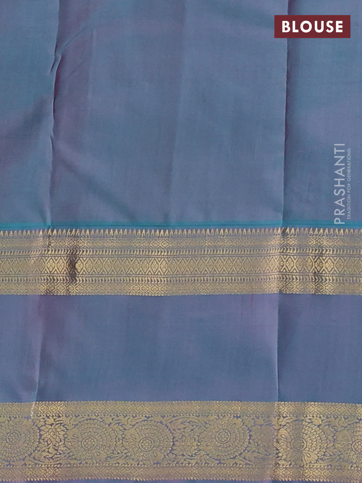 Pure kanchipuram silk saree mauve pink and teal green with zari woven buttas and rettapet zari woven border - Image 4