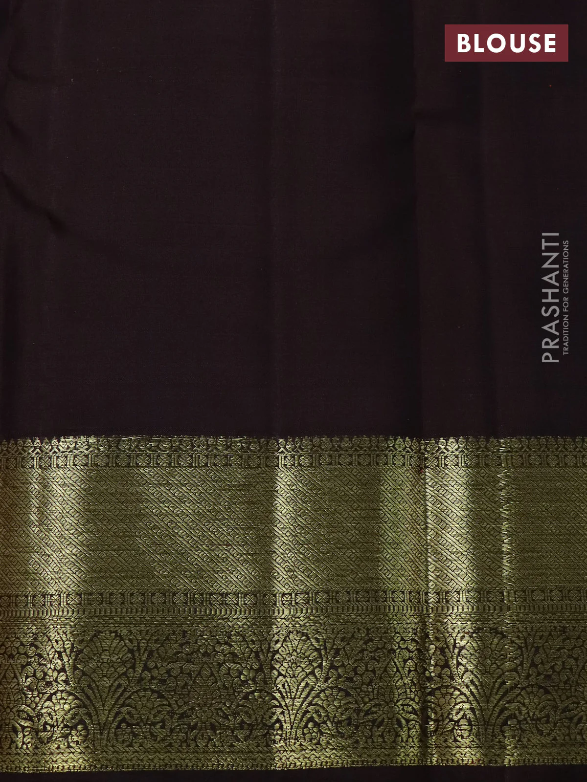 Pure kanchipuram silk saree mehendi green and deep coffee brown with allover small zari checked pattern and zari woven border - Image 4