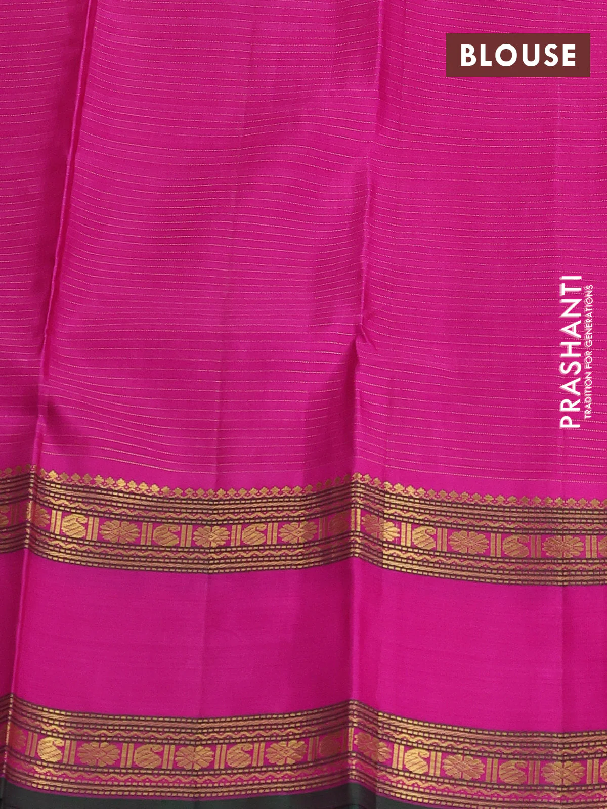 Pure kanchipuram silk saree multi colour and pink green with allover zari checked pattern and long rettapet zari woven border - Image 4