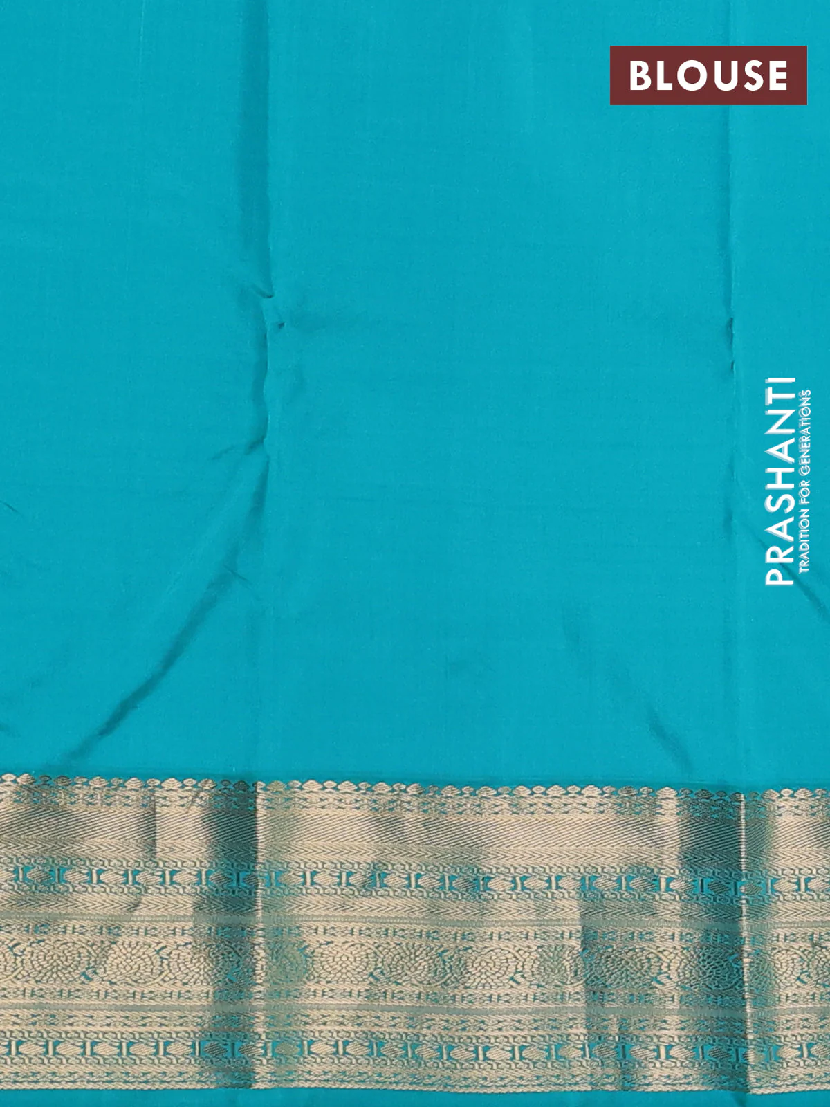 Pure kanchipuram silk saree navy blue and teal green with allover zari weaves & buttas and zari woven korvai border - Image 3