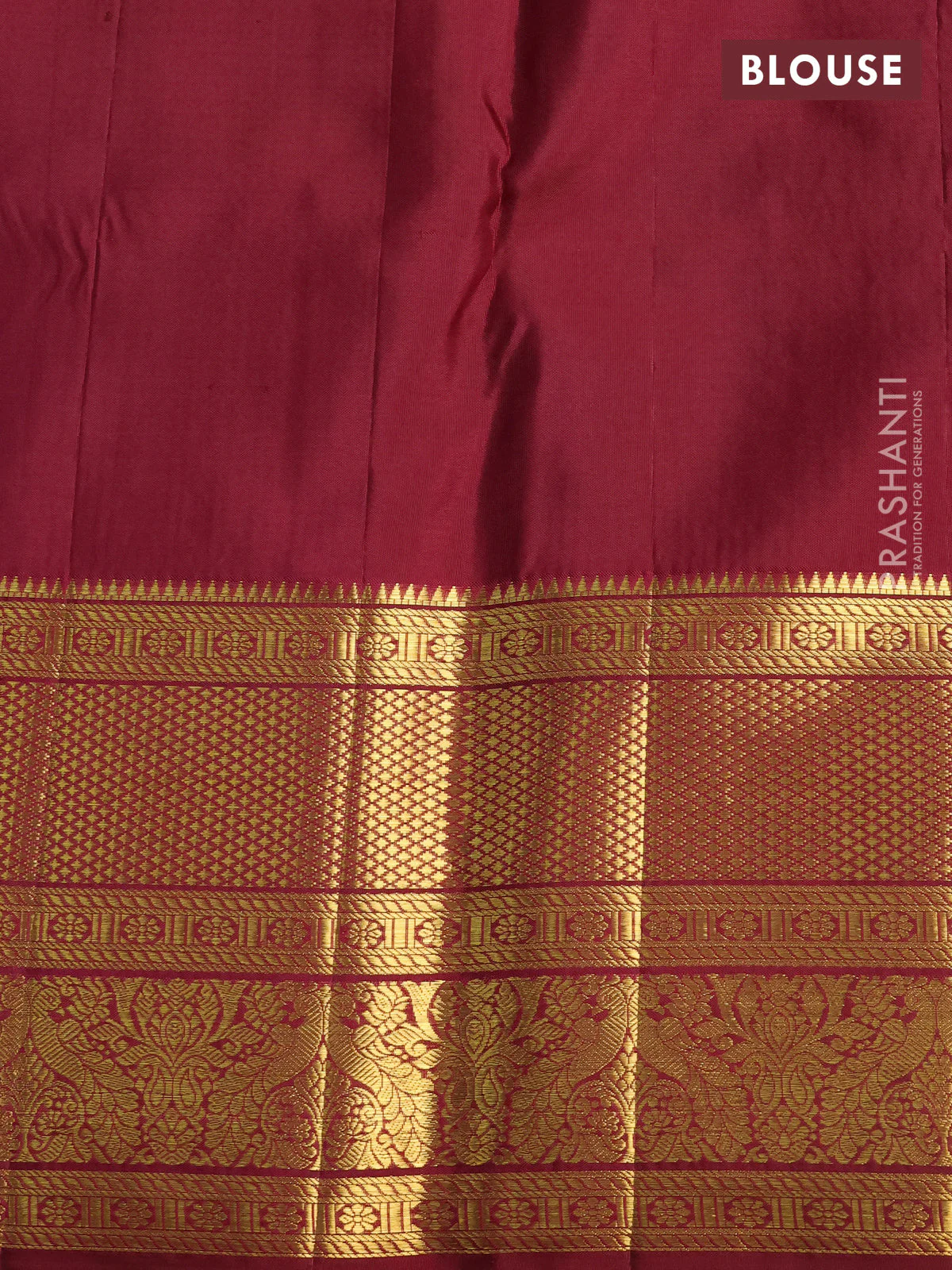 Pure kanchipuram silk saree off white and maroon with allover zari woven brocade weaves and zari woven border - Image 4