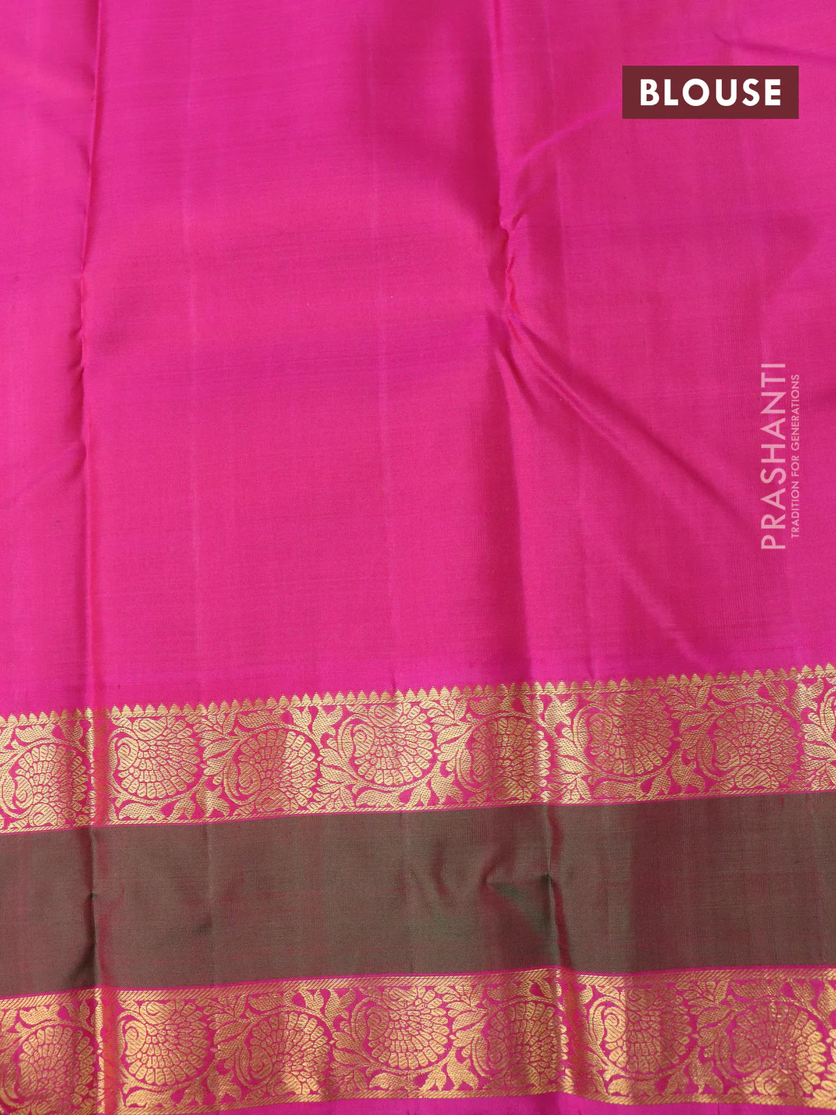 Pure kanchipuram silk saree off white and pink with zari woven buttas and rettapet zari woven border - Image 4