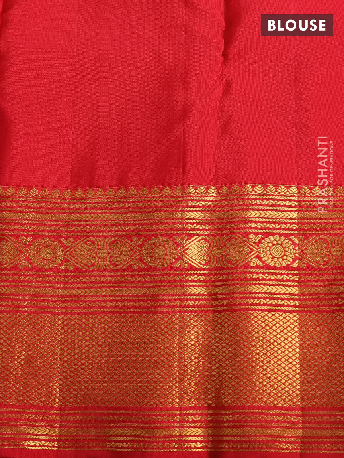 Pure kanchipuram silk saree off white and red with allover zari woven brocade weaves and zari woven border - Image 4