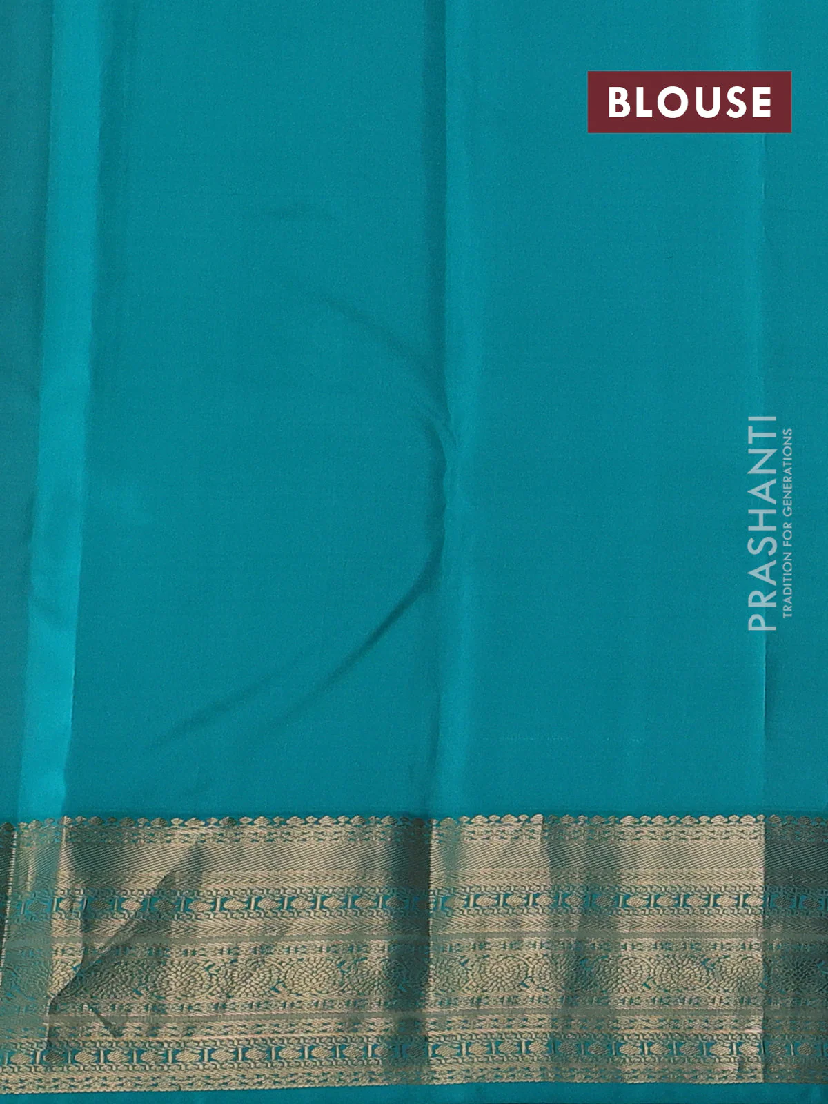 Pure kanchipuram silk saree orange and teal green with allover zari weaves & buttas and zari woven korvai border - Image 3