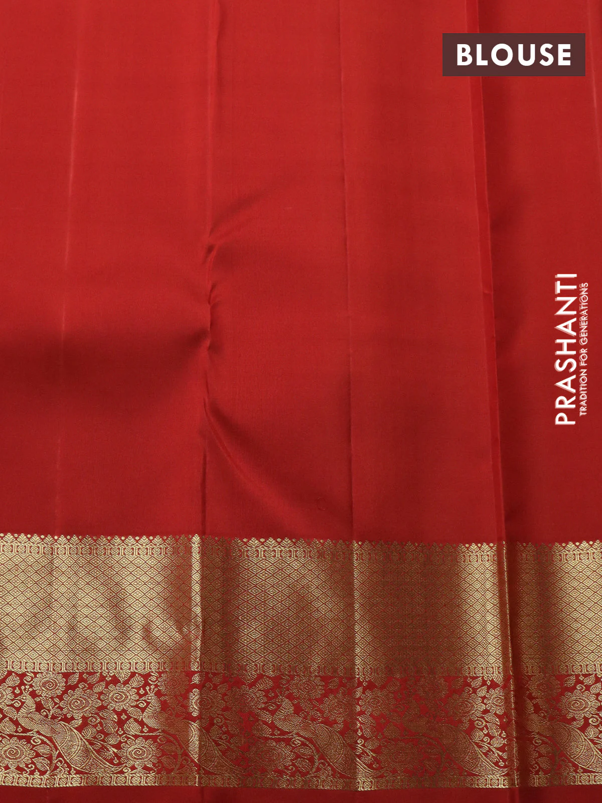 Pure kanchipuram silk saree orange with zari woven buttas and zari woven border - Image 4