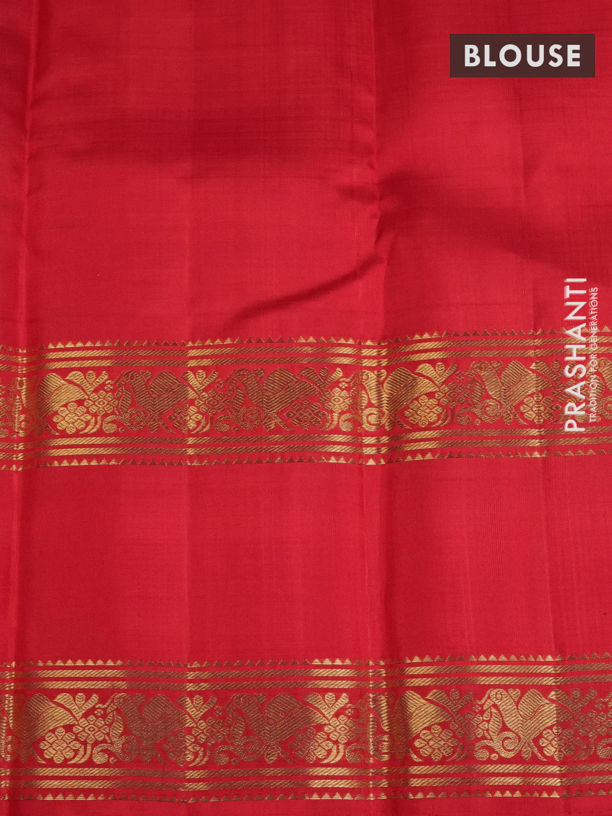Pure kanchipuram silk saree pastel blue shade and red with allover zari checks & buttas and long zari woven border - Image 4