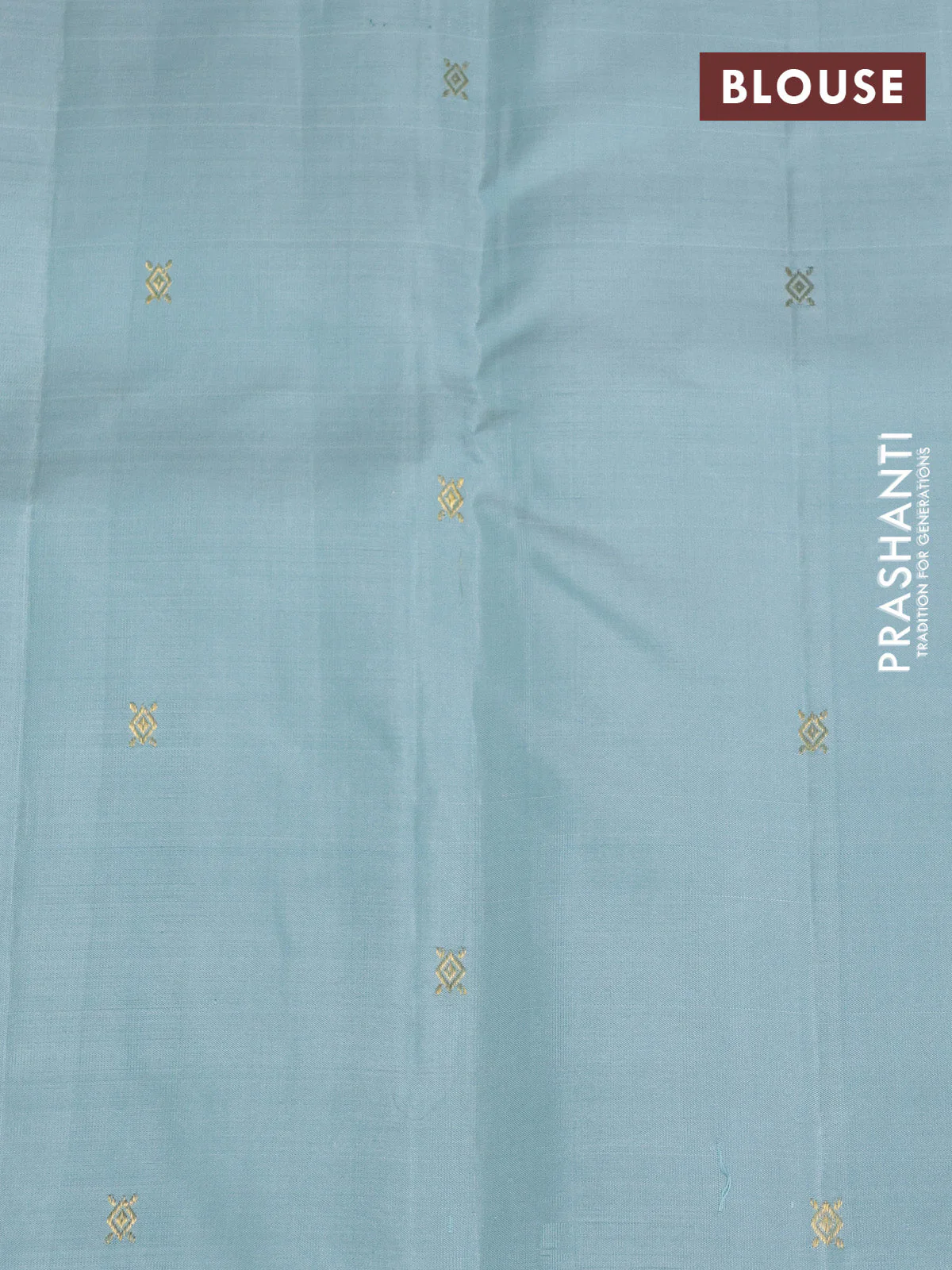 Pure kanchipuram silk saree pastel blue with zari woven buttas and rich zari woven border - Image 5