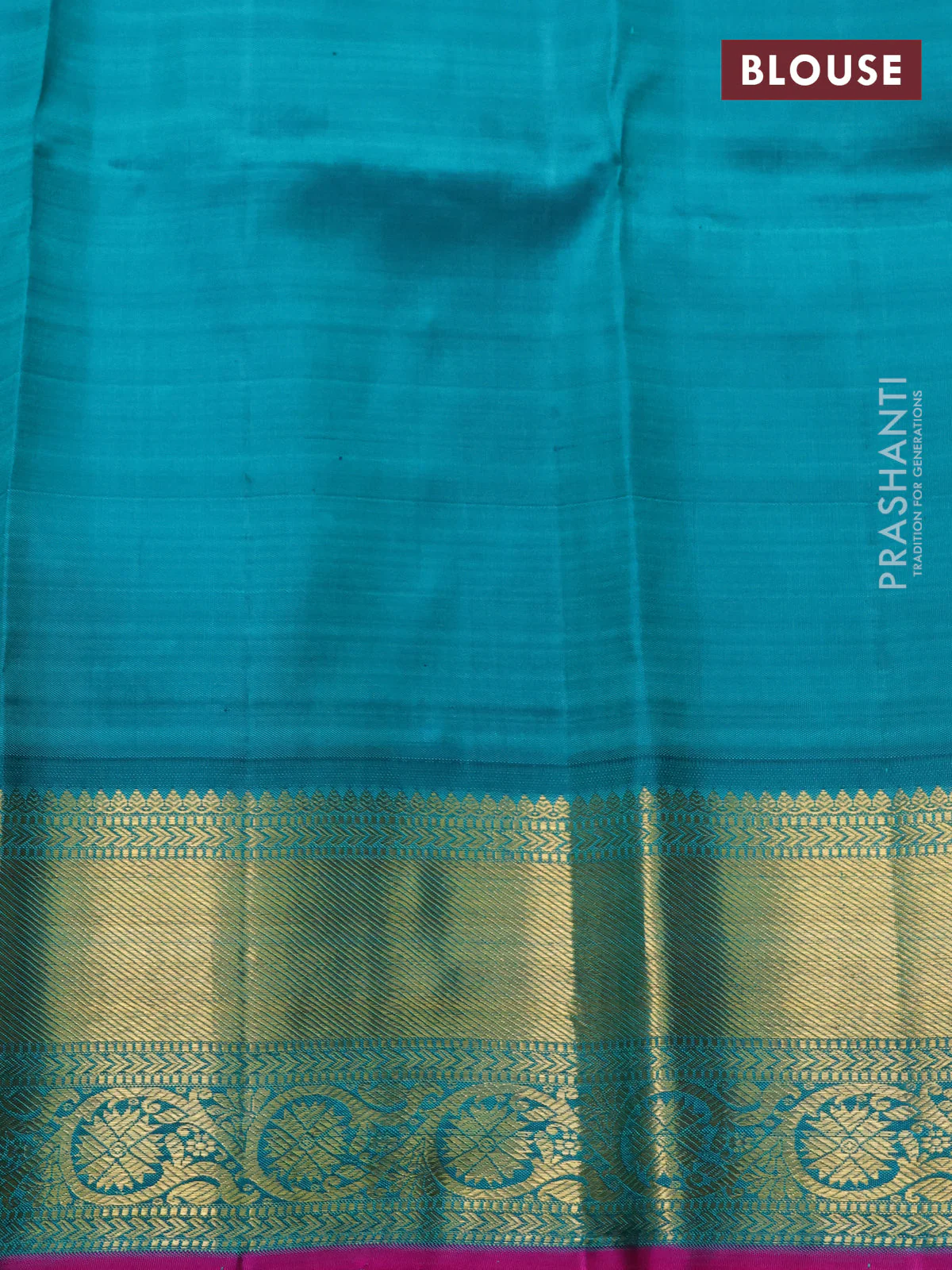 Pure kanchipuram silk saree pastel orange and teal green with zari woven buttas and zari woven korvai border - Image 4