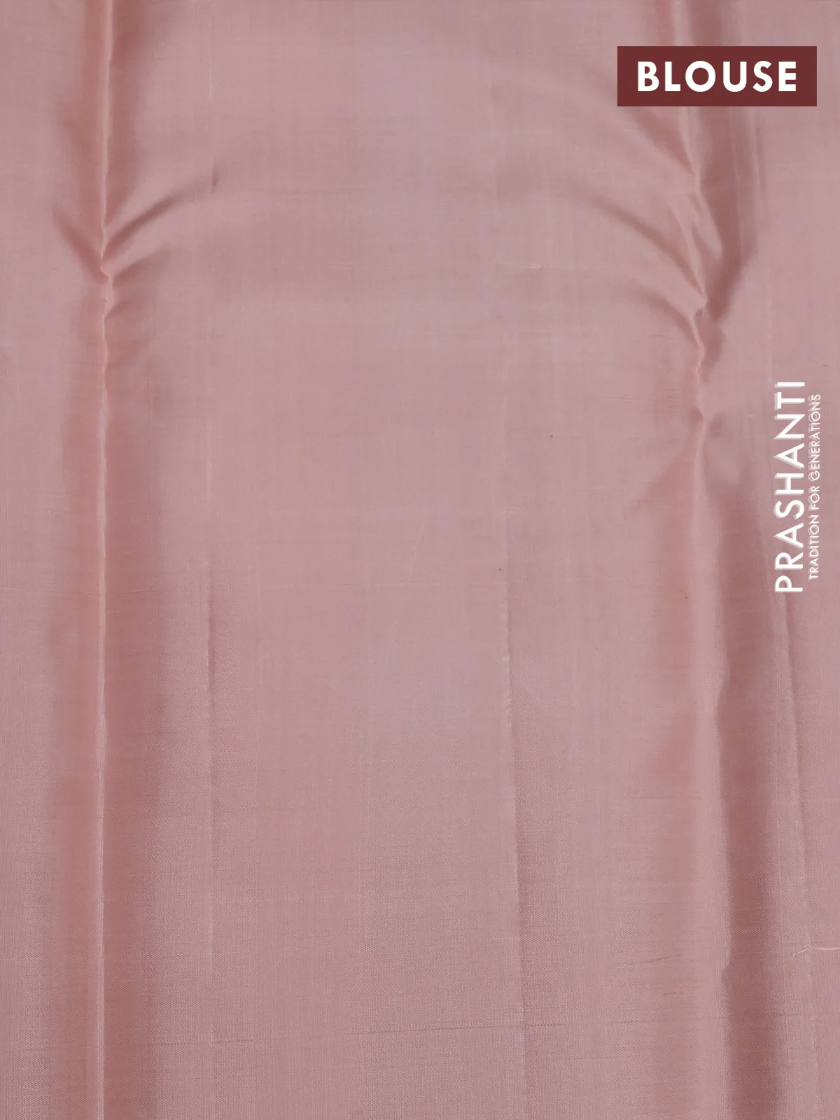 Pure kanchipuram silk saree pastel peach with allover antique zari weaves in borderless style - Image 4