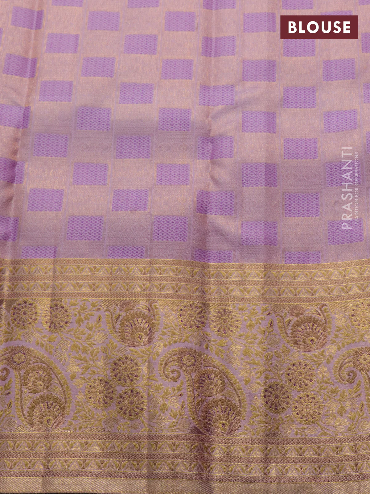 Pure kanchipuram silk saree pastel pink and purple with allover zari woven brocade weaves and zari woven mina border - Image 4