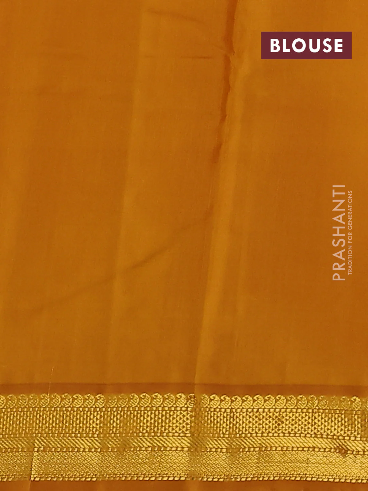 Pure kanchipuram silk saree peach pink and dark mustard with zari woven buttas and zari woven korvai border - Image 3
