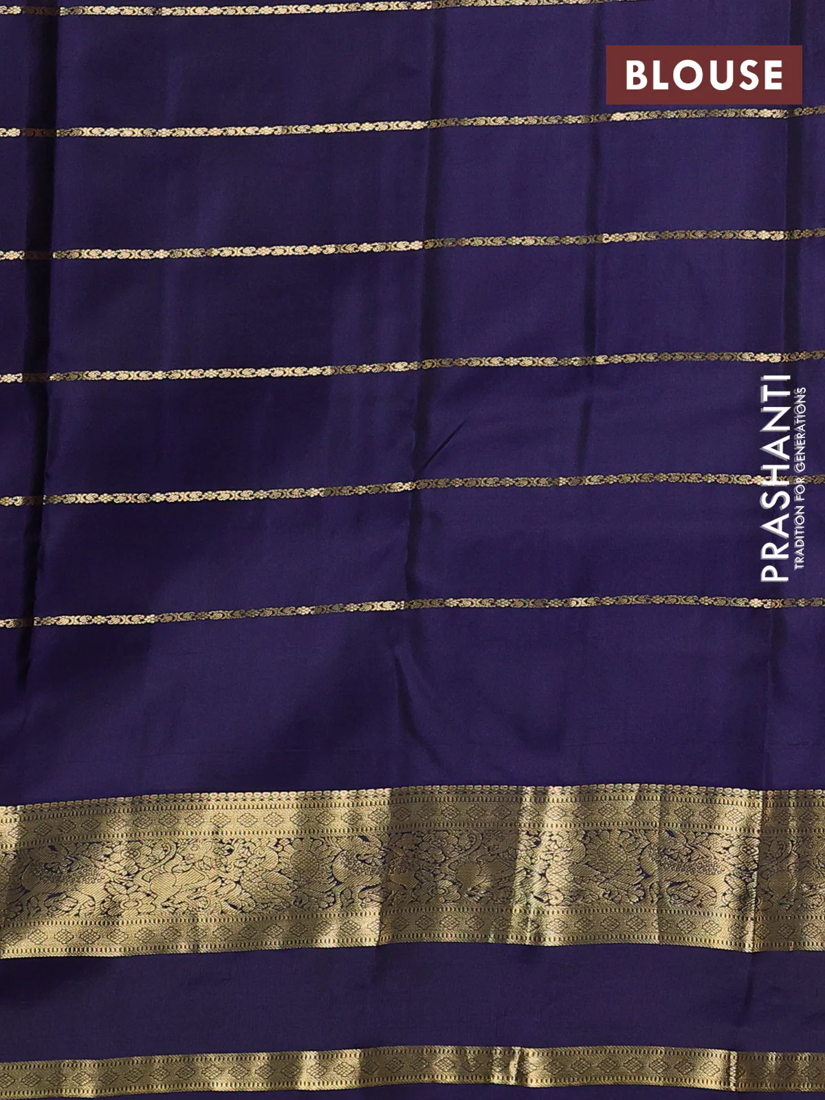Pure kanchipuram silk saree peach pink and navy blue with allover zari checks & buttas and rettapet zari woven border - Image 3