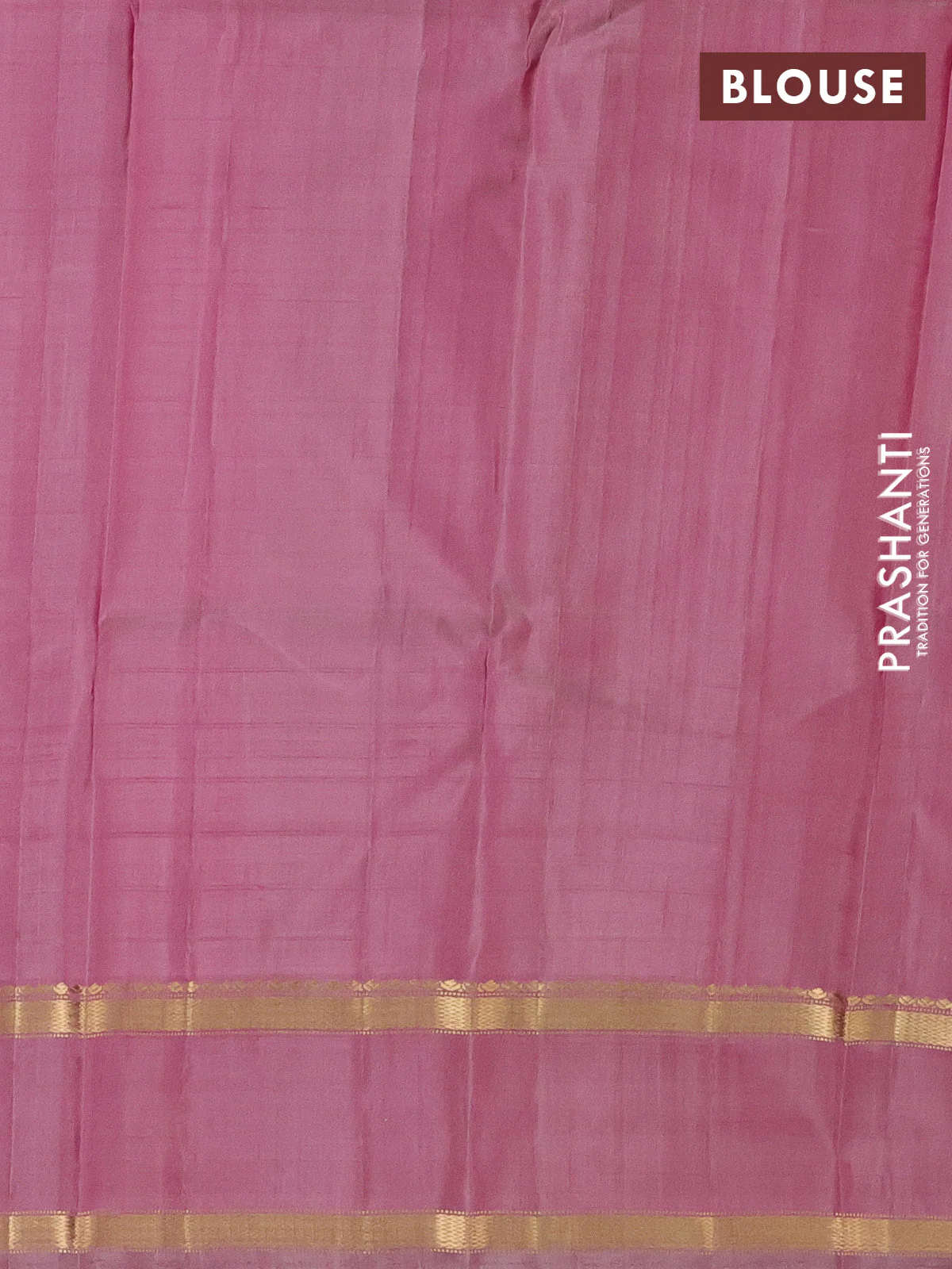 Pure kanchipuram silk saree peach pink and pastel pink with stripes pattern and rettapet zari woven border - Image 3