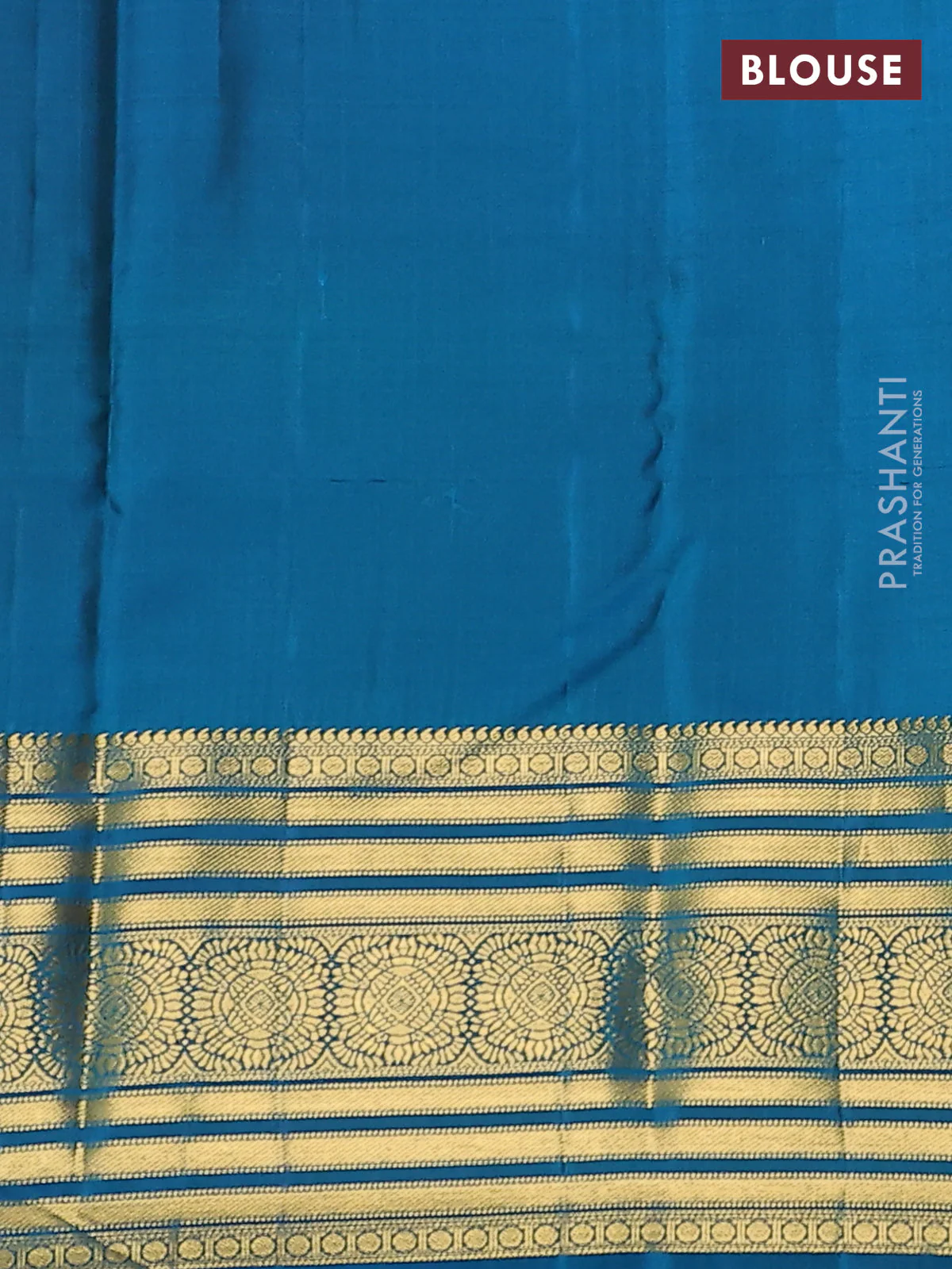 Pure kanchipuram silk saree peach pink and peacock blue with zari woven buttas and zari woven korvai border - Image 4