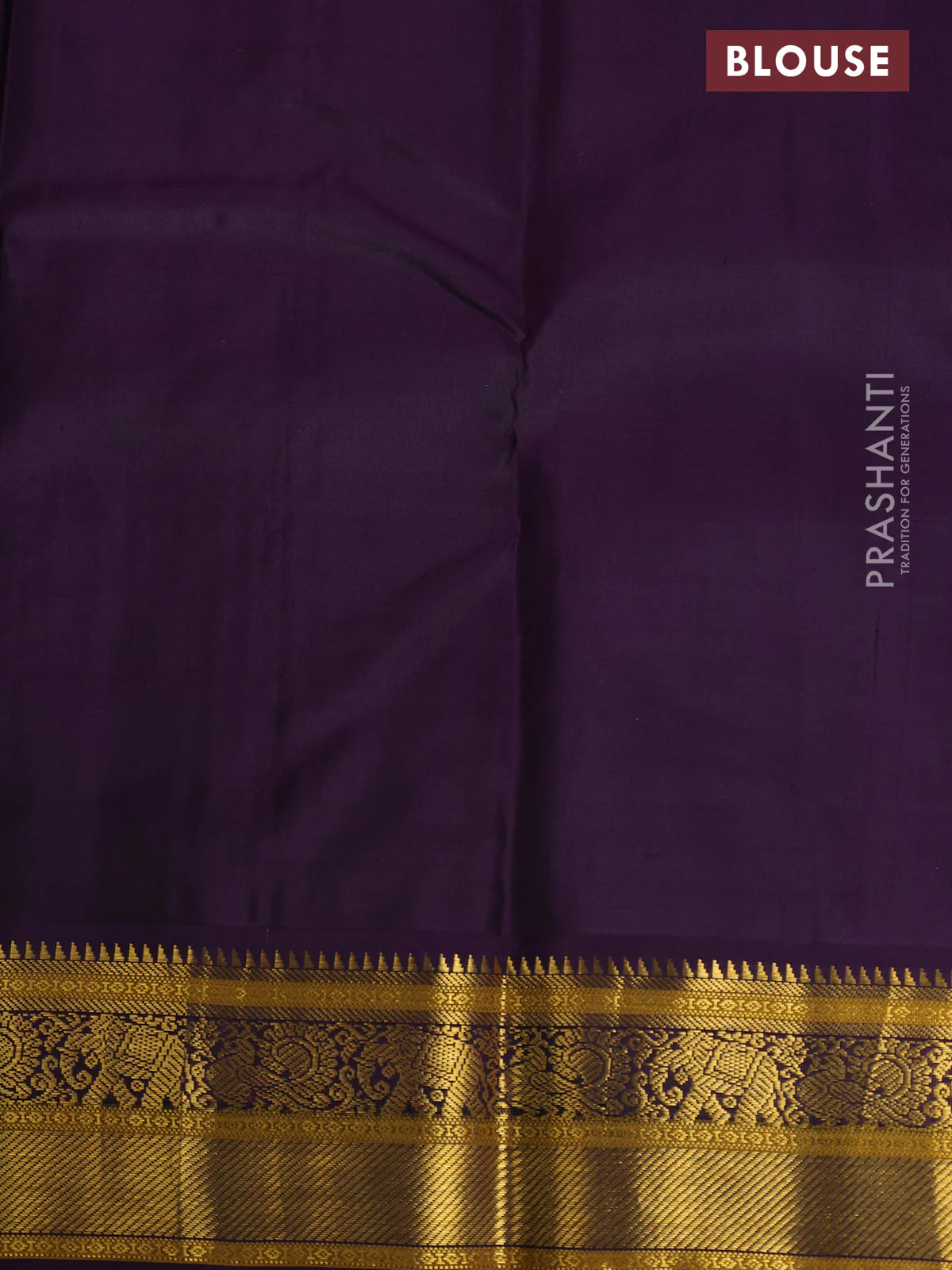 Pure kanchipuram silk saree peach pink and purple with allover zari checks & paisley buttas and elephant & annam zari woven border - Image 9