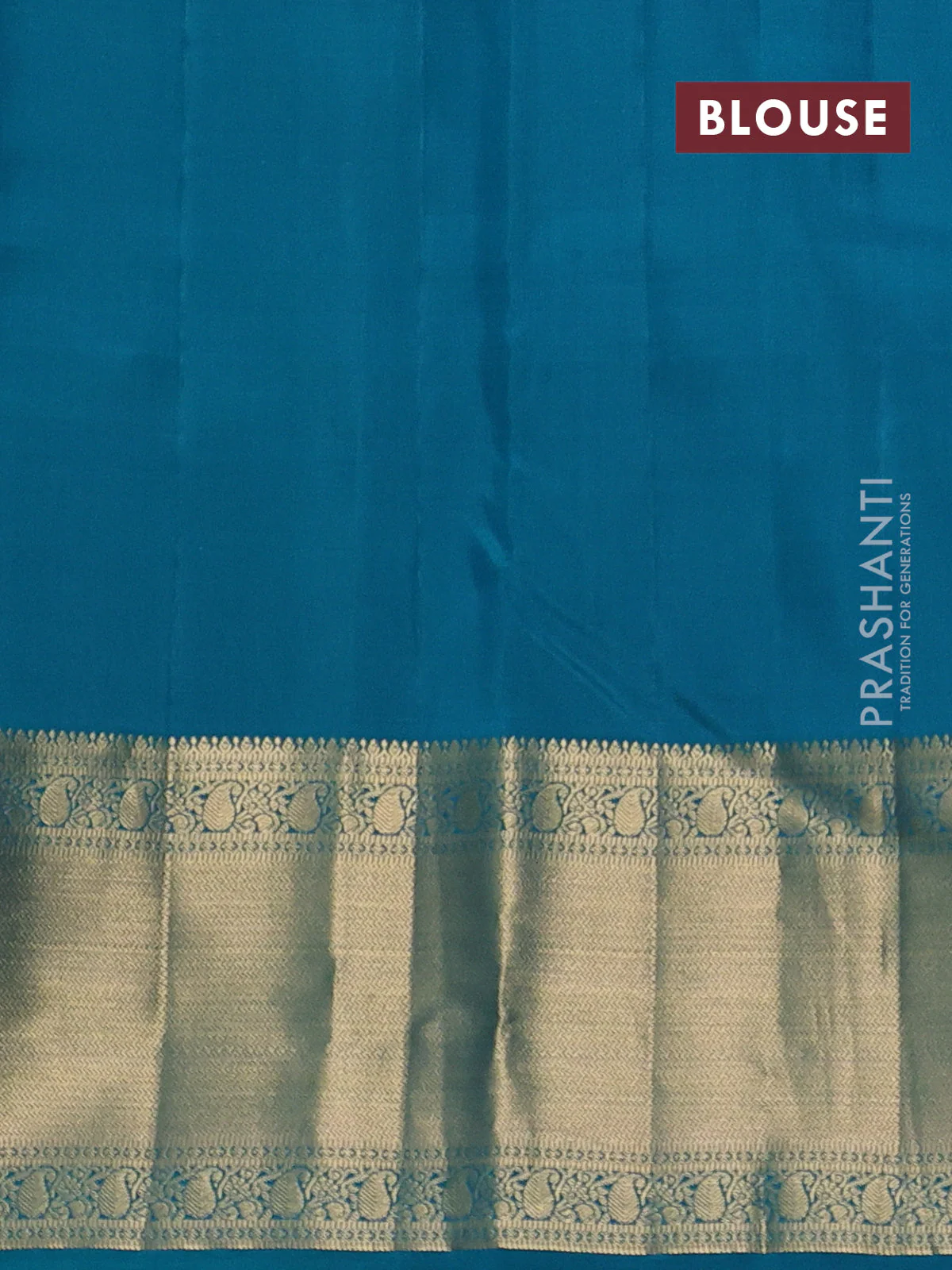 Pure kanchipuram silk saree peach pink and teal green with allover zari weaves & buttas and rich zari woven border - Image 4