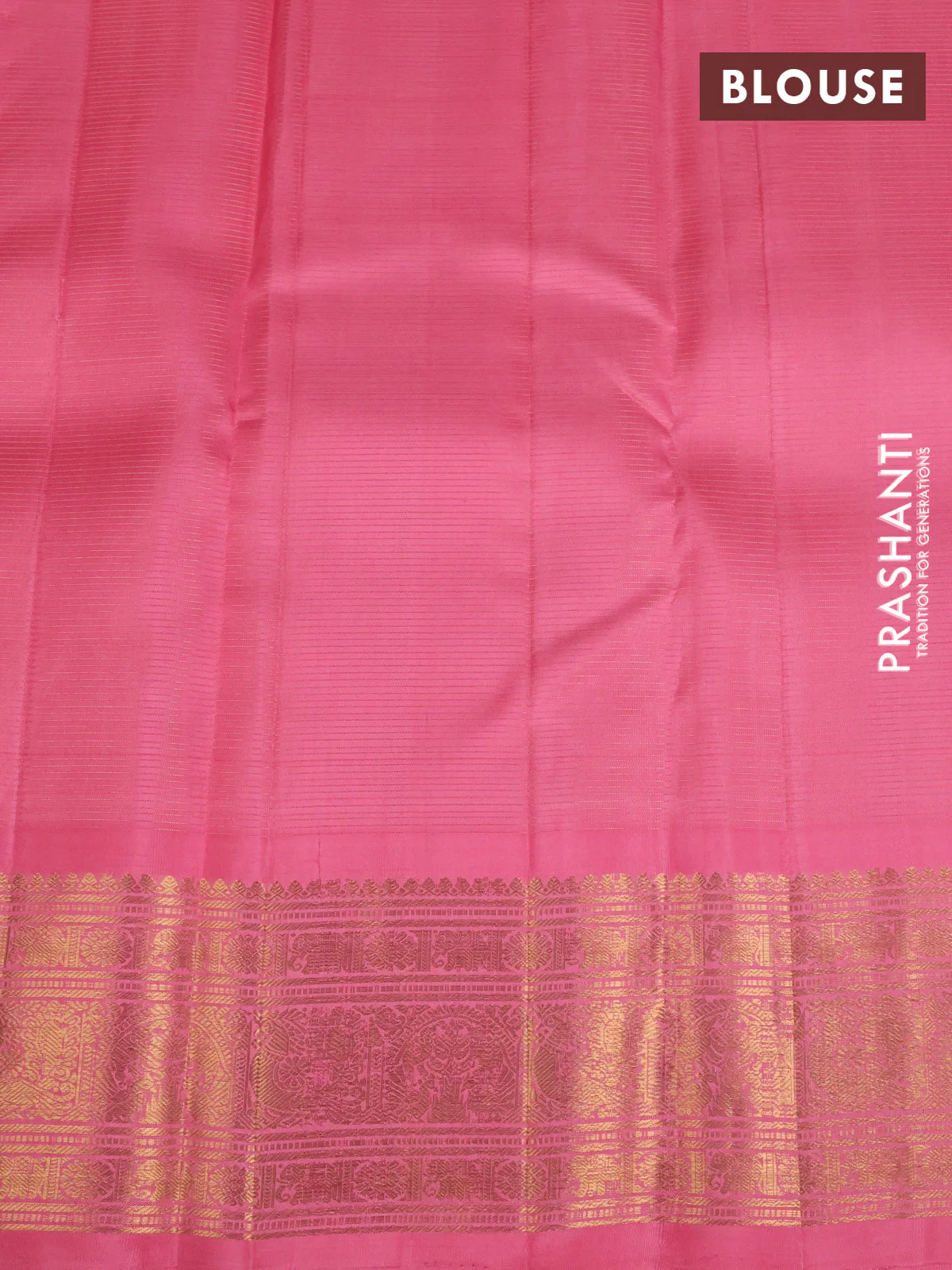 Pure kanchipuram silk saree peach pink with allover small zari woven checked pattern and rich zari woven border - Image 4