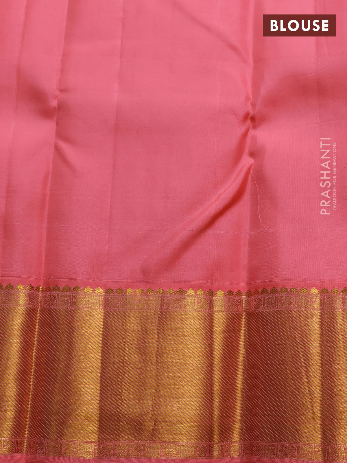 Pure kanchipuram silk saree peach pink with allover zari checks & buttas and rich zari woven border - Image 4