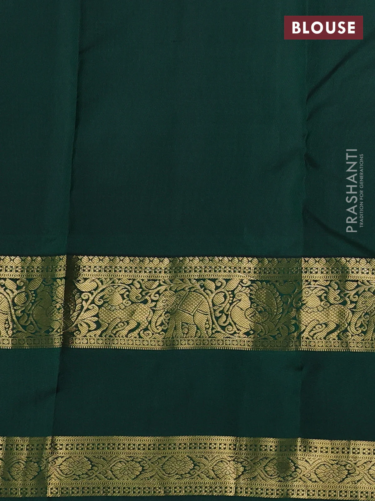 Pure kanchipuram silk saree peach shade and bottle green with zari woven buttas and long rettapet zari woven border - Image 4