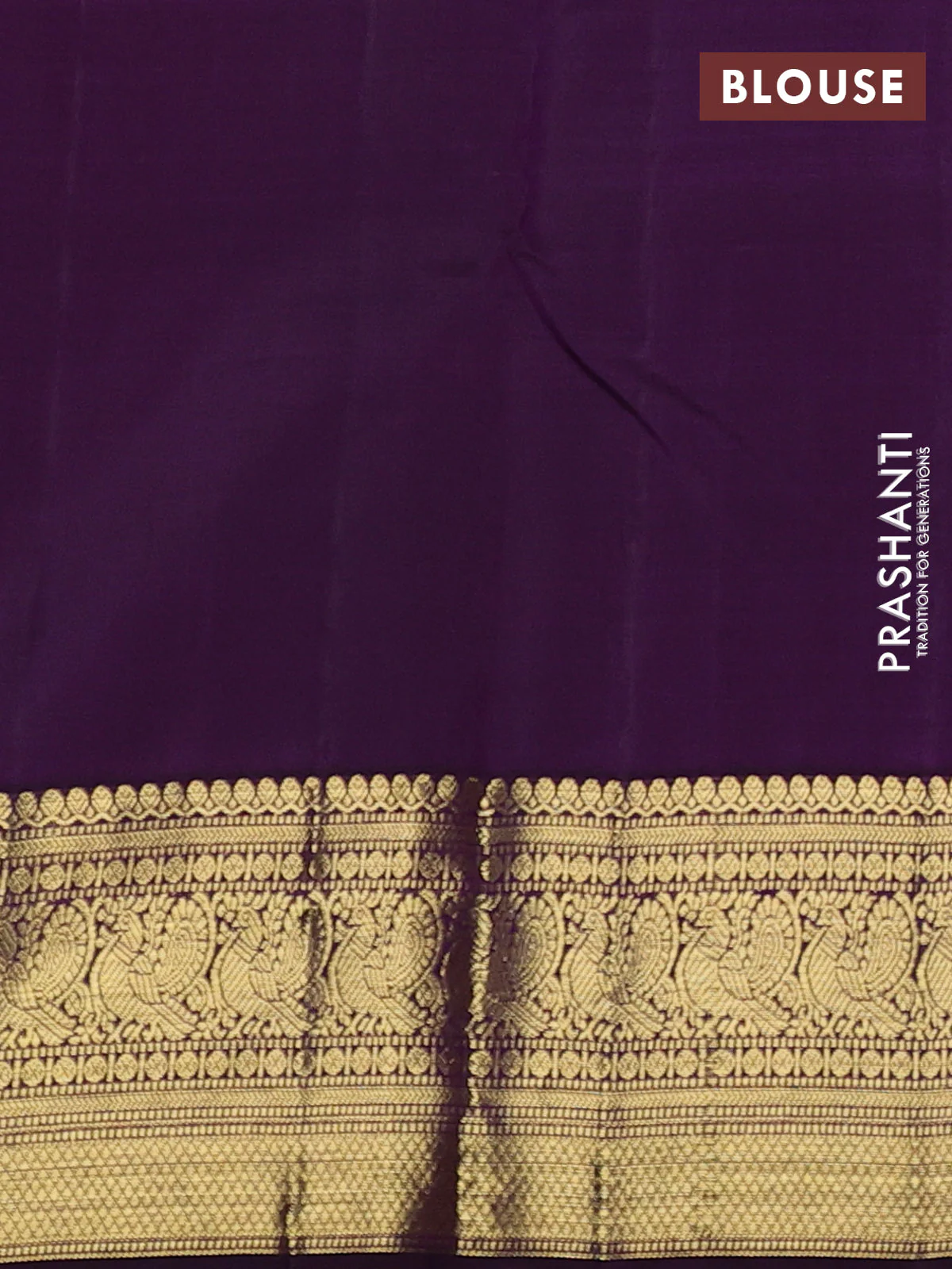 Pure kanchipuram silk saree peach shade and purple with allover zari checks & buttas and rich zari woven border - Image 4