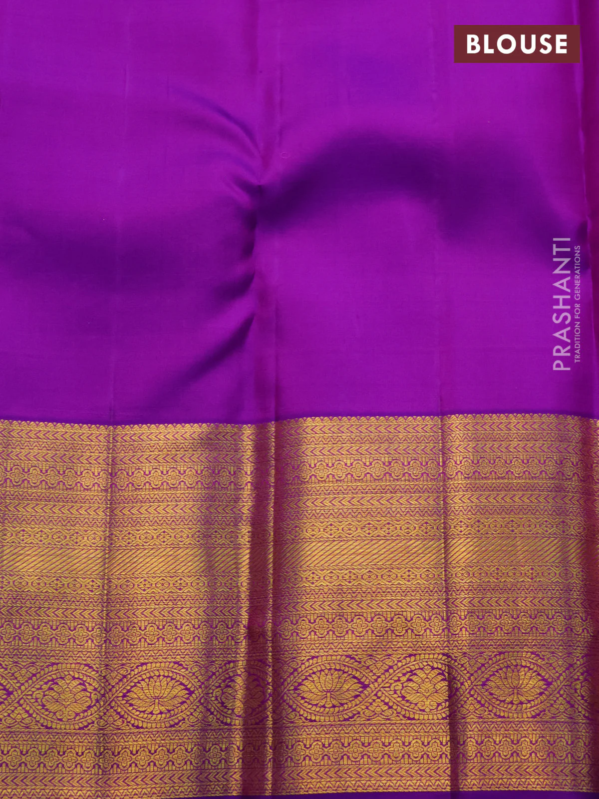 Pure kanchipuram silk saree peach shade and purple with allover zari woven brocade weaves and zari woven border - Image 4