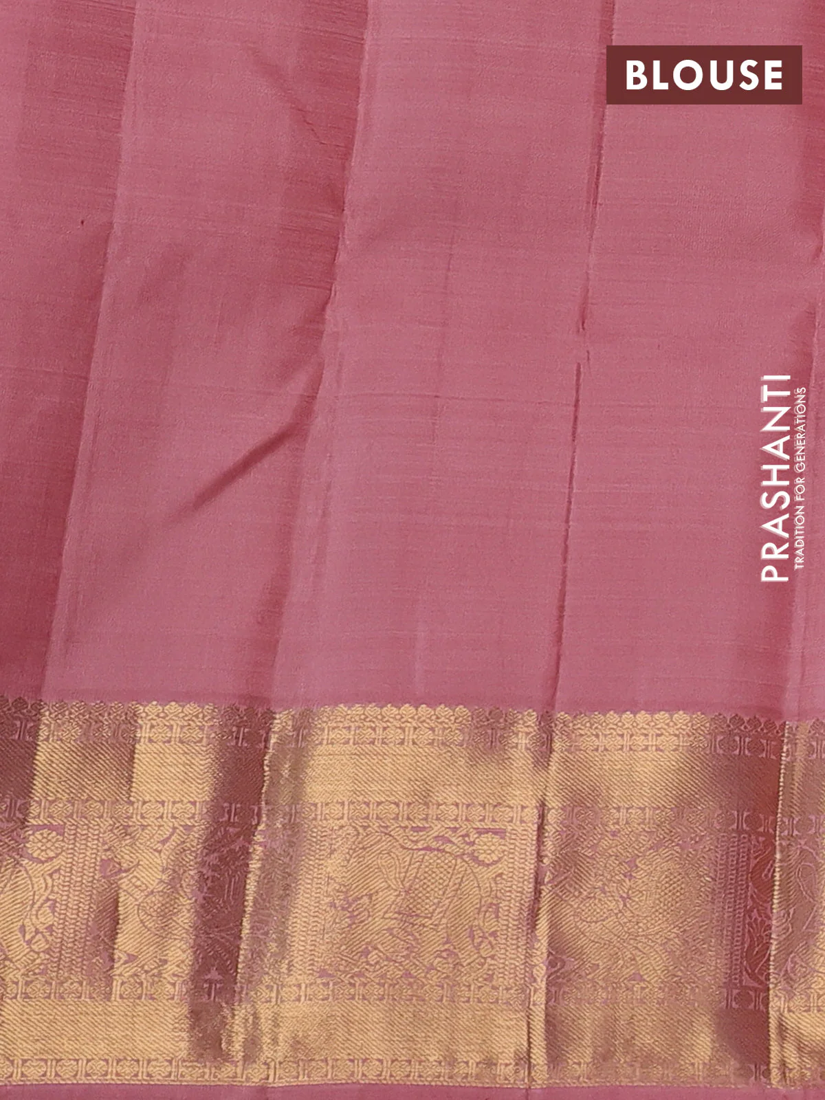 Pure kanchipuram silk saree peach shade with allover silver & gold zari weaves and rich zari woven border - Image 4