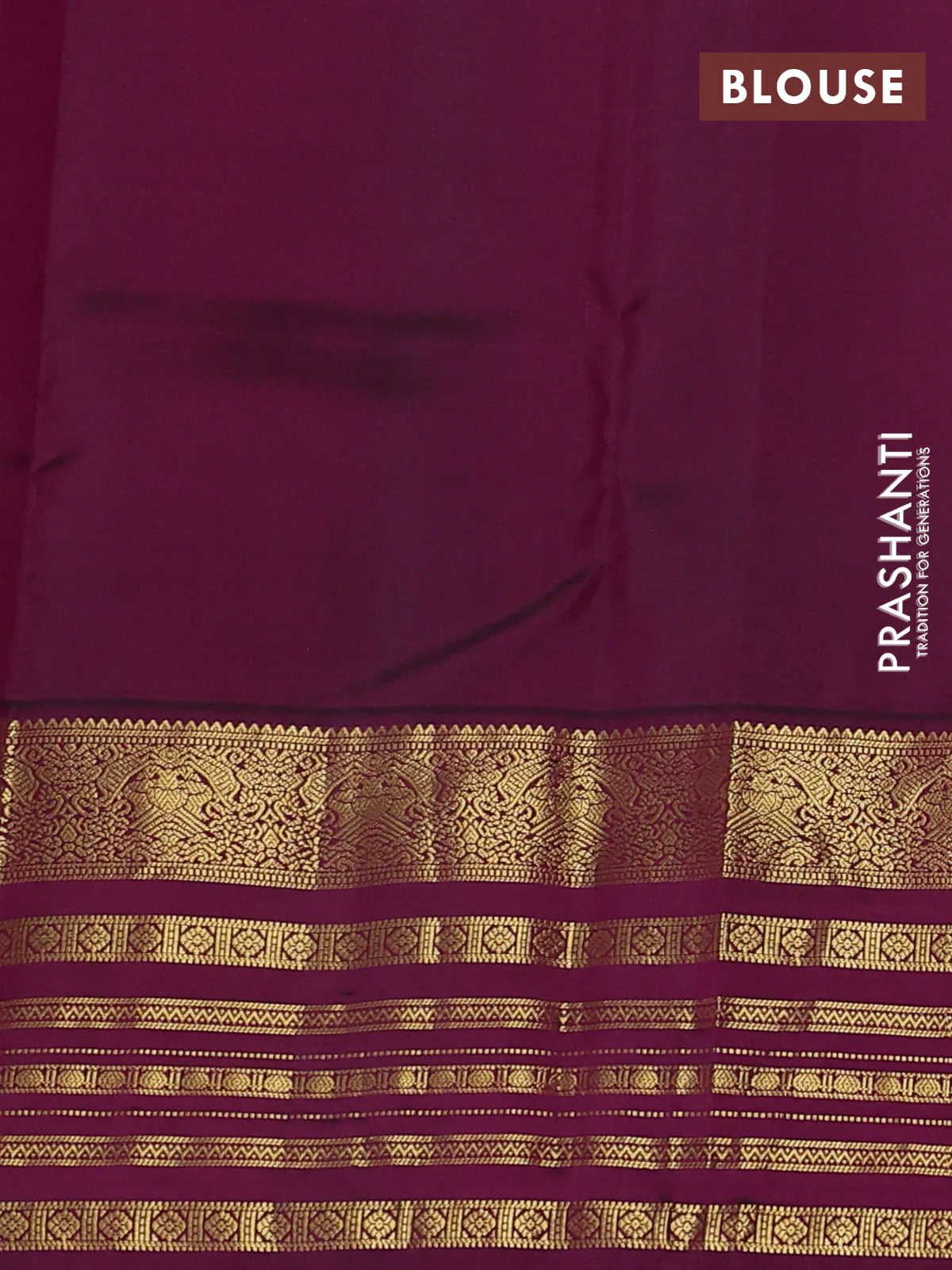Pure kanchipuram silk saree peacock blue and wine shade with zari woven buttas and long zari woven border - Image 3