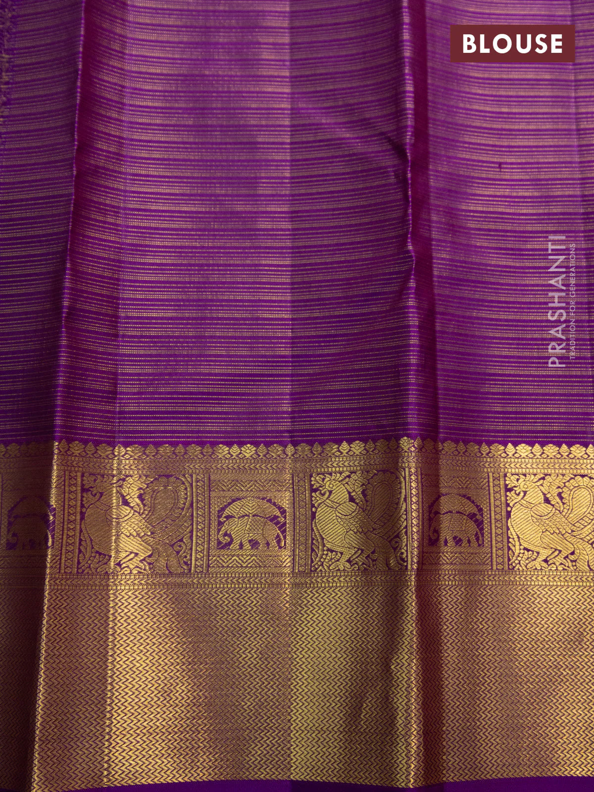 Pure kanchipuram silk saree peacock green and violet with allover zari woven vairaosi pattern & buttas and zari woven border - Image 5