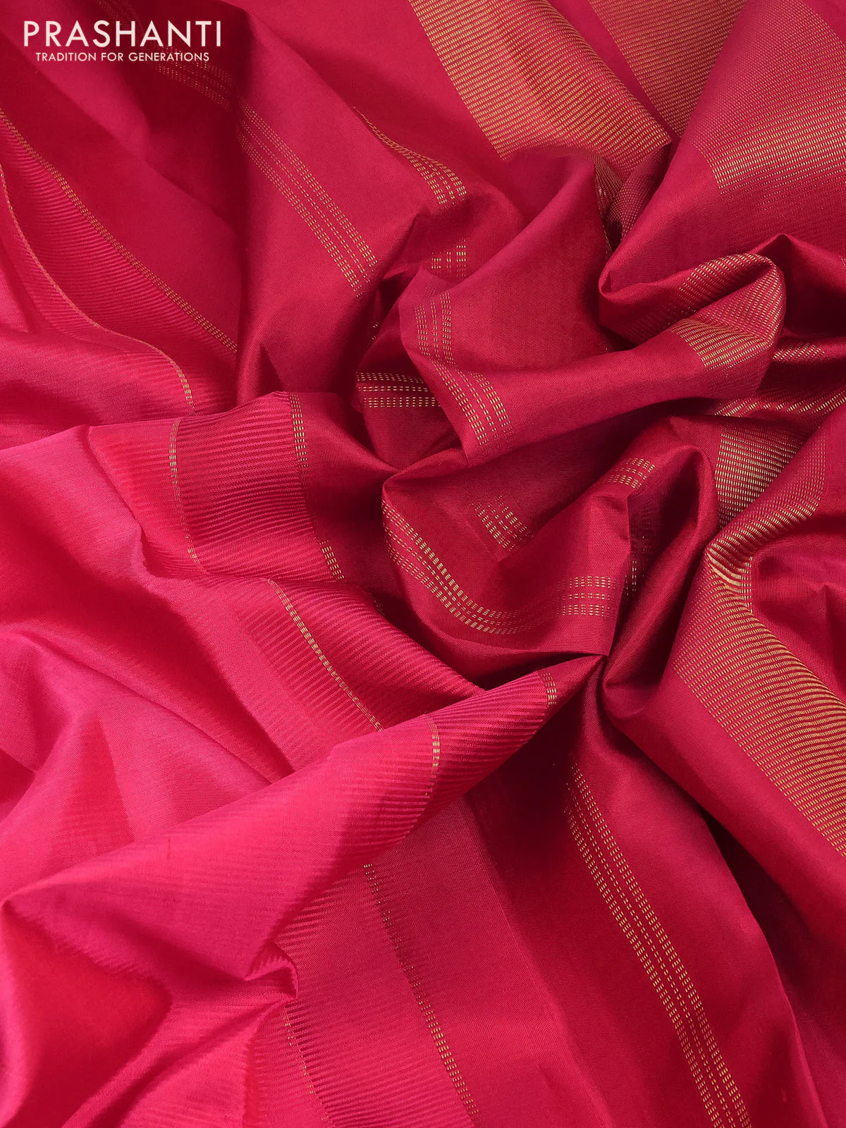 Pure kanchipuram silk saree pink and dual shade of green with plain body and rich zari woven border - Image 3