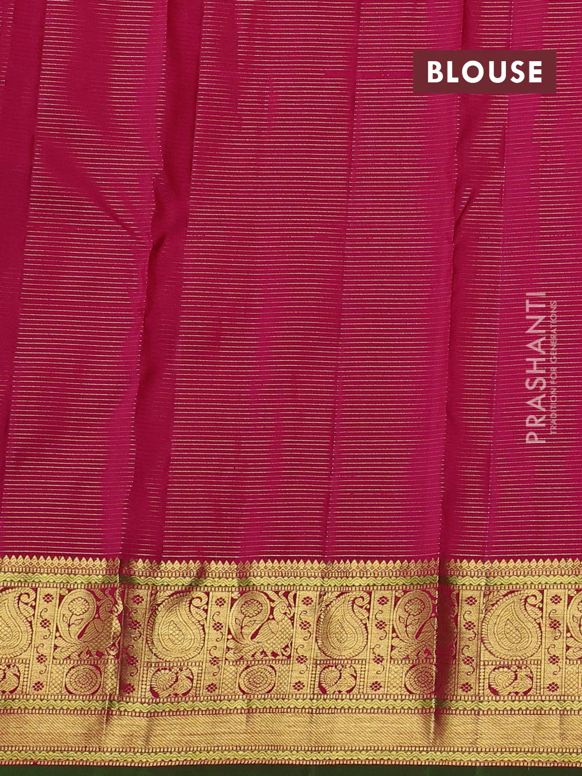 Pure kanchipuram silk saree pink and green with allover zari checks & buttas and zari woven border - Image 5