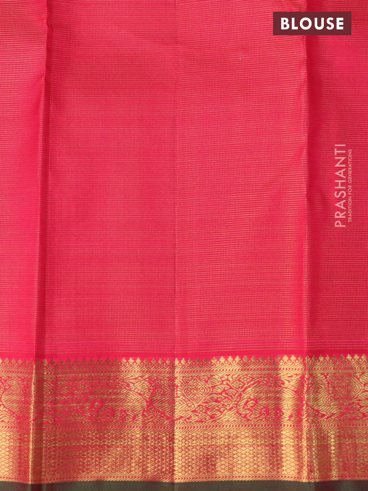 Pure kanchipuram silk saree pink and green with allover zari weaves & buttas and zari woven border - Image 5
