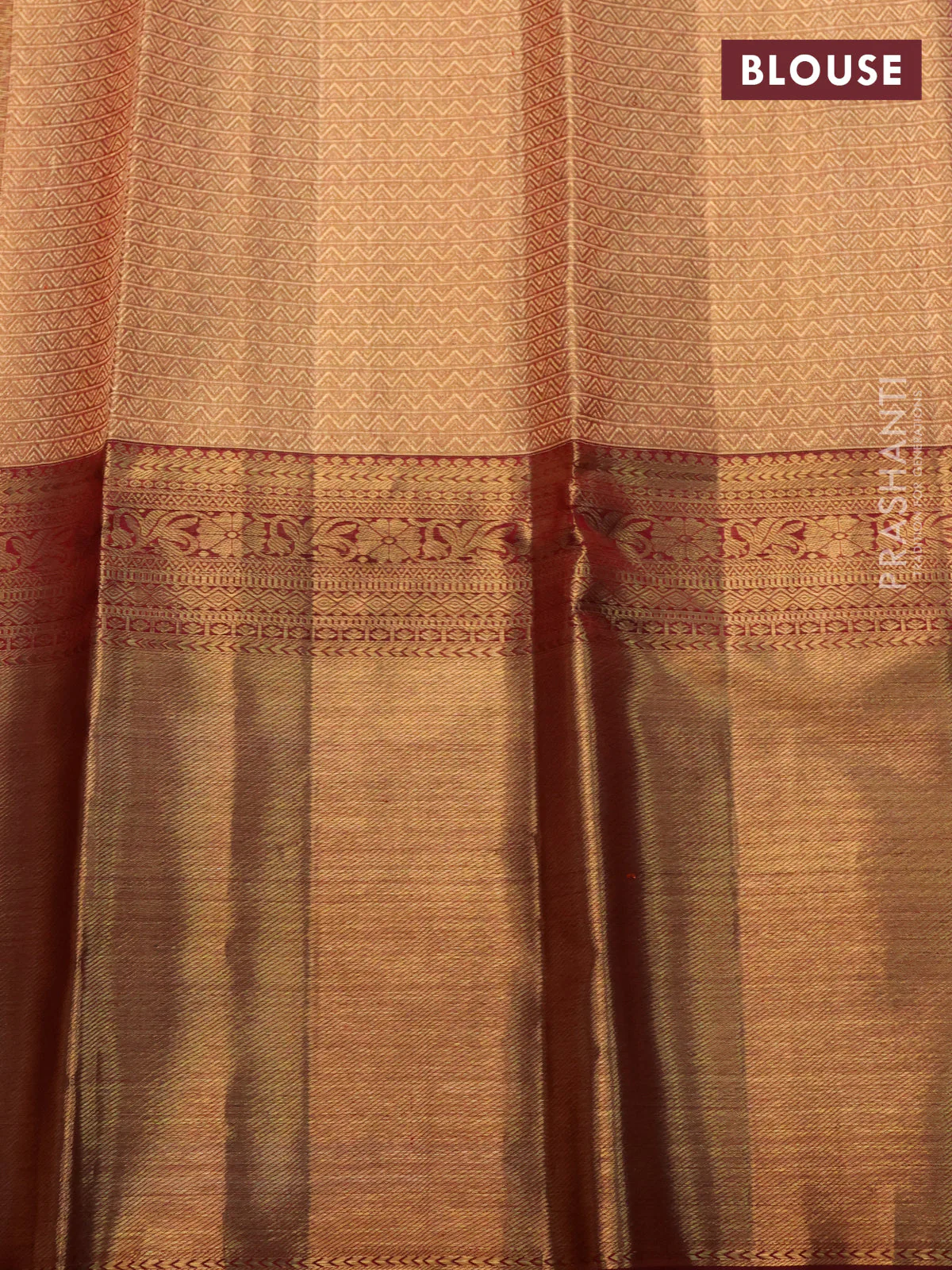 Pure kanchipuram silk saree pink and maroon with allover annam & chakkaram buttas and long rich zari woven border - Image 4