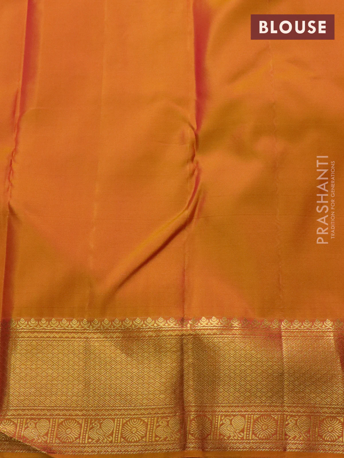 Pure kanchipuram silk saree pink and mustard yellow with allover zari woven brocade weaves and zari woven border - Image 5