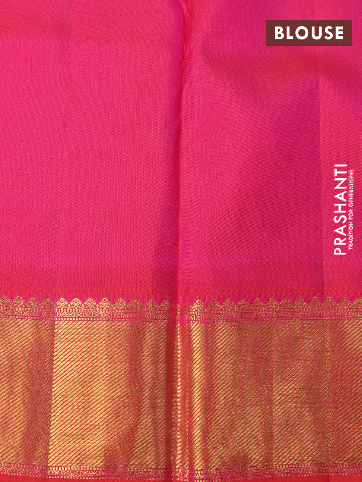 Pure kanchipuram silk saree pink and orange with allover zari woven stripes pattern and zari woven border - Image 10