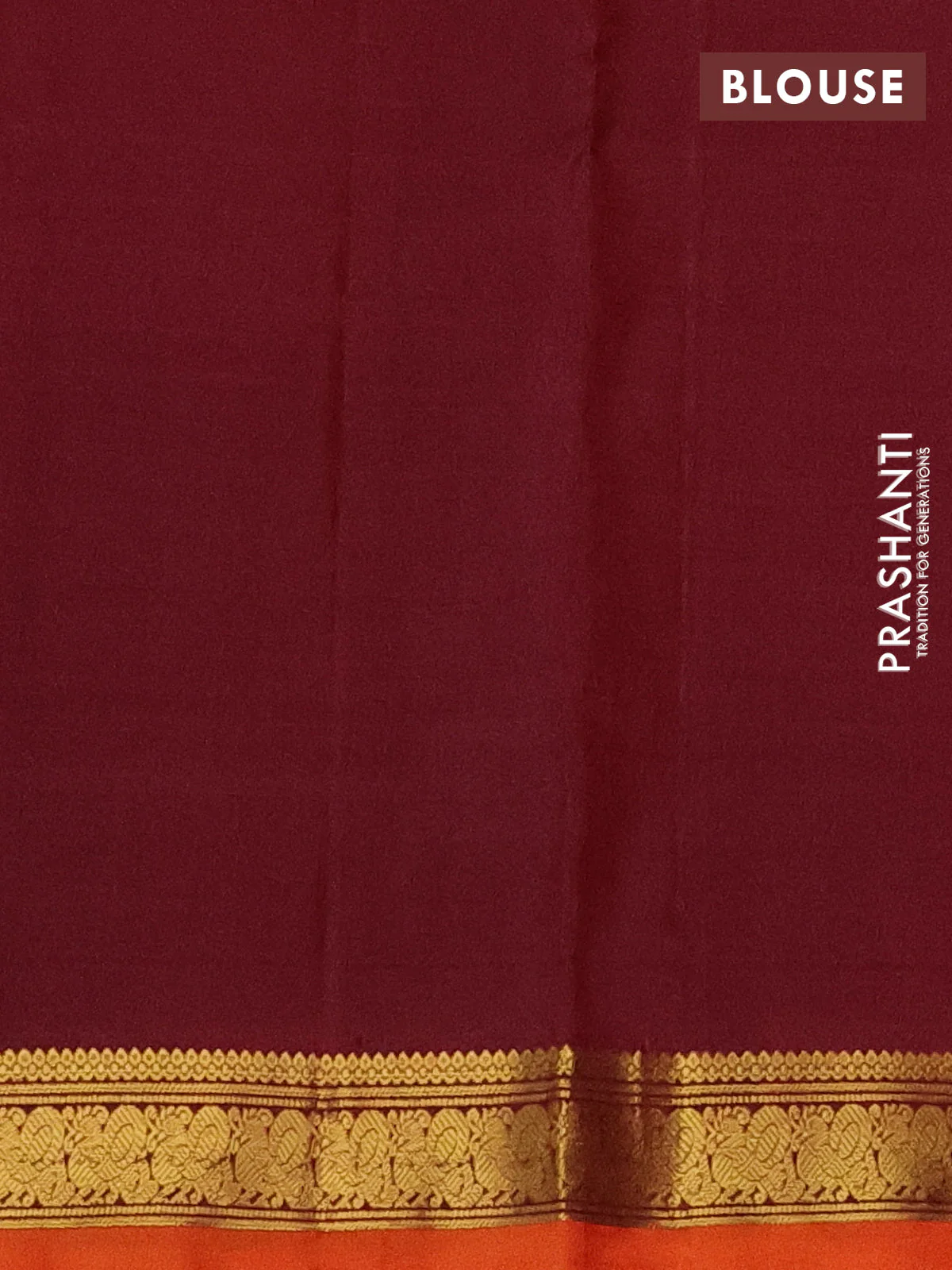 Pure kanchipuram silk saree PINK and orange with plain body and zari woven border - Image 3