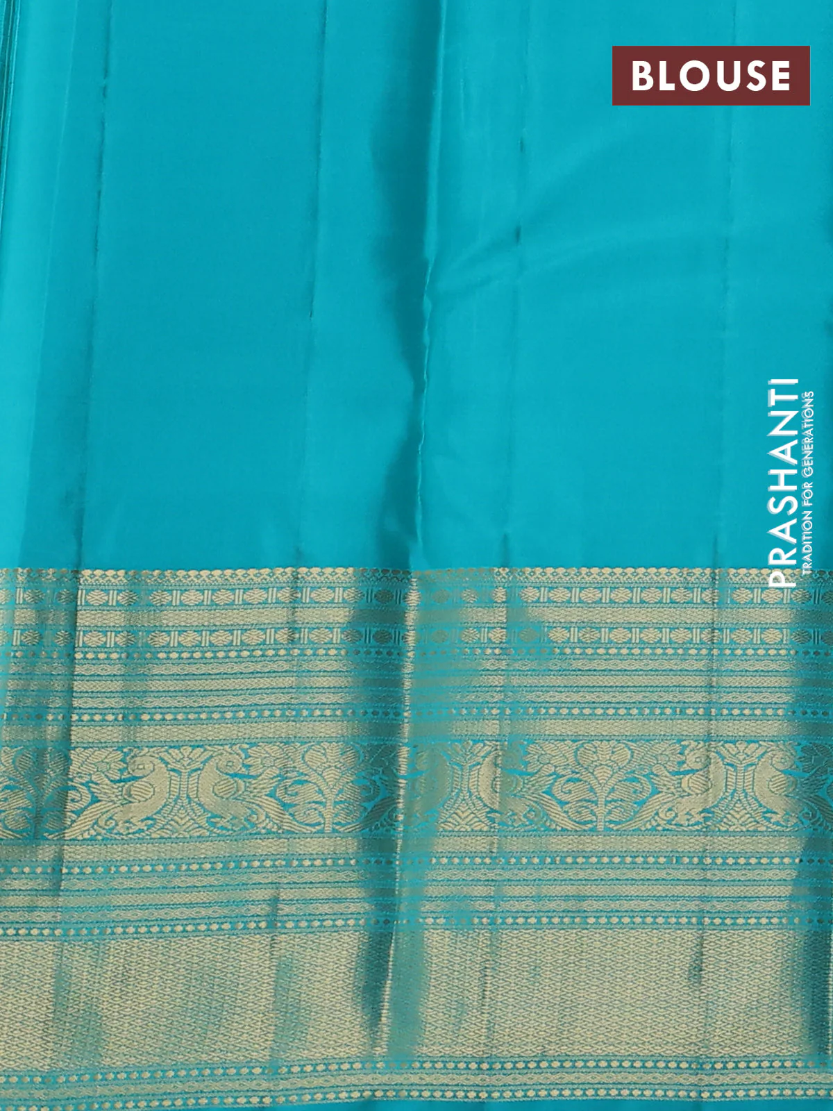 Pure kanchipuram silk saree pink and teal blue with zari woven buttas and long zari woven korvai border - Image 3