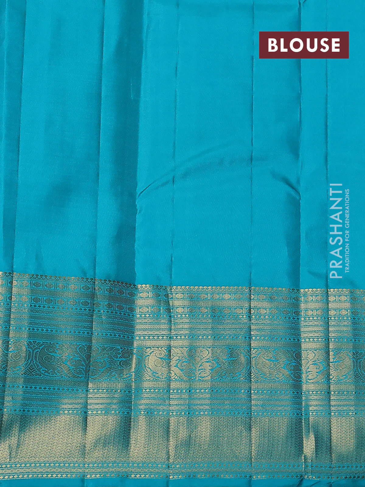 Pure kanchipuram silk saree pink and teal blue with zari woven buttas and long zari woven korvai border - Image 3