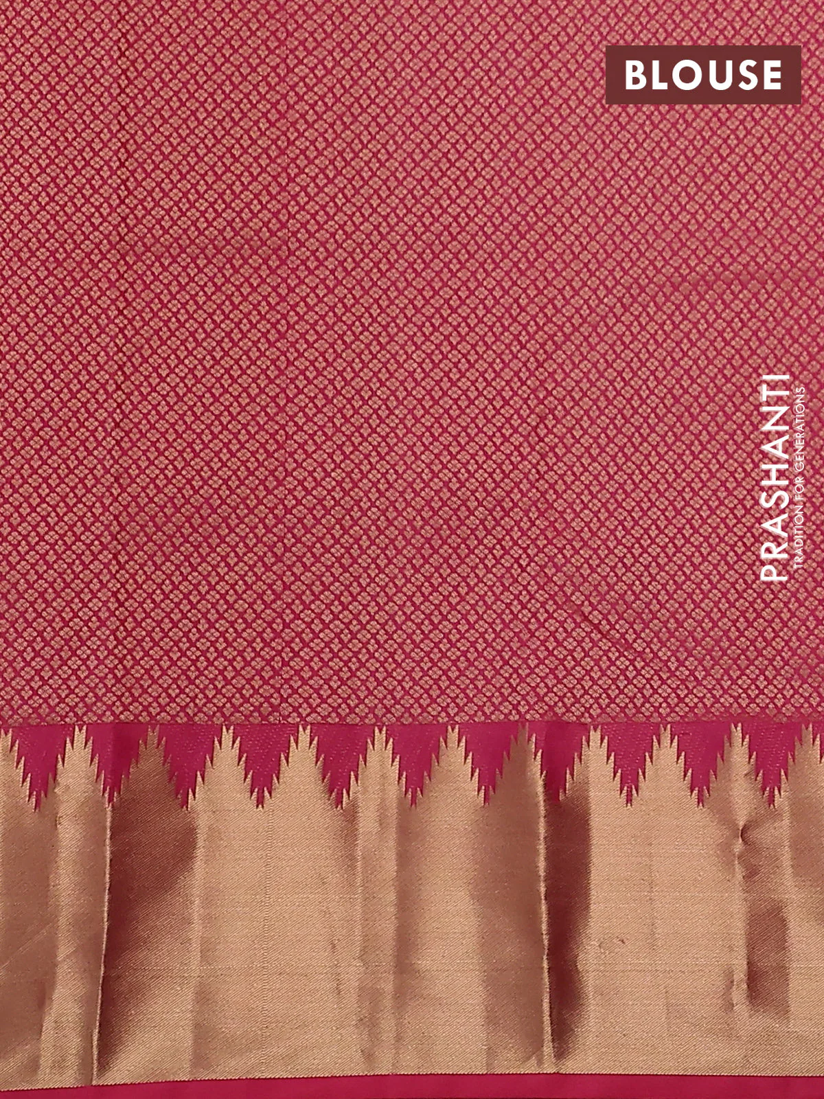 Pure kanchipuram silk saree pink with plain body and temple design zari woven border - Image 3