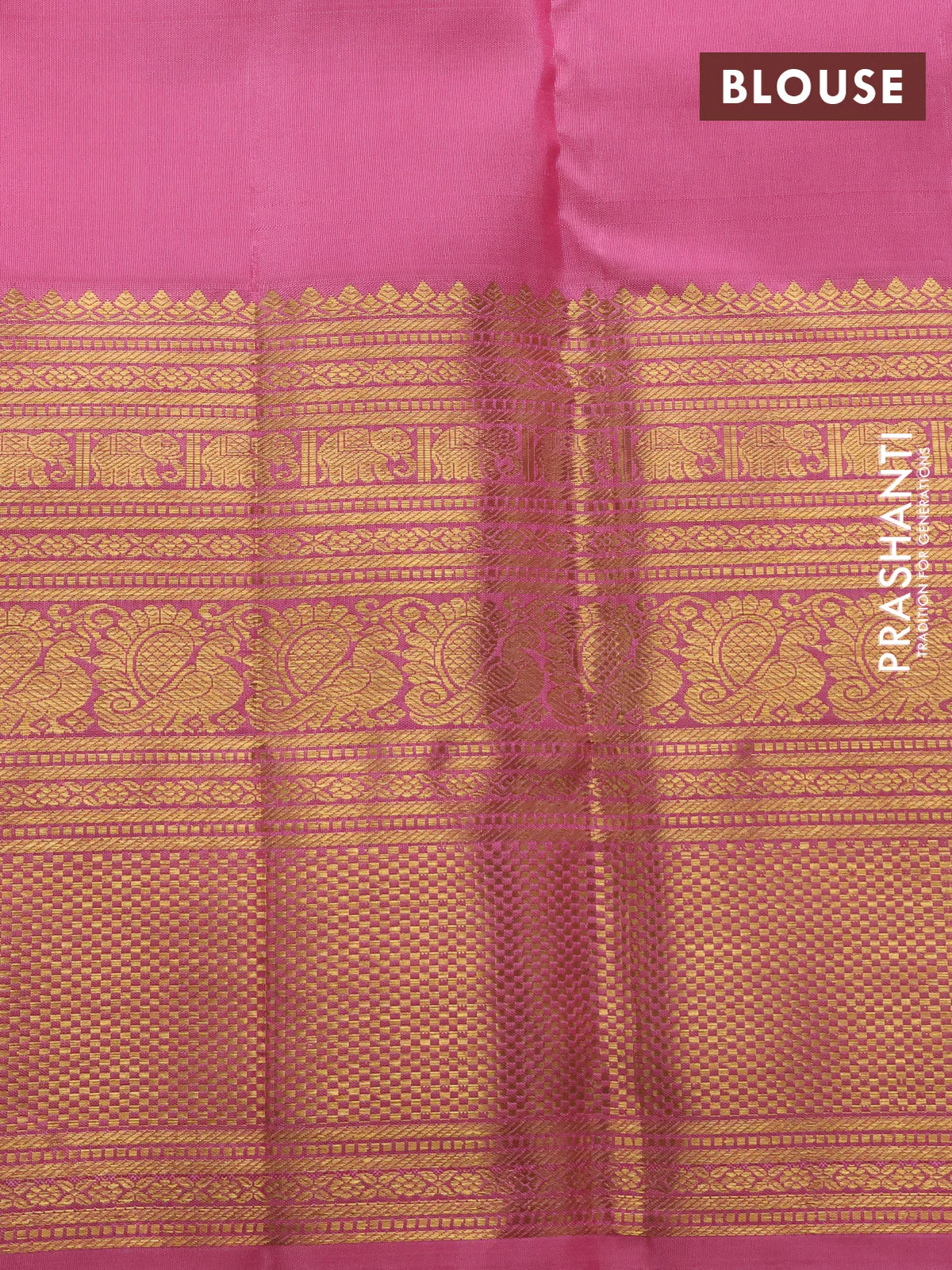 Pure kanchipuram silk saree pink with zari woven buttas and long zari woven border - Image 4