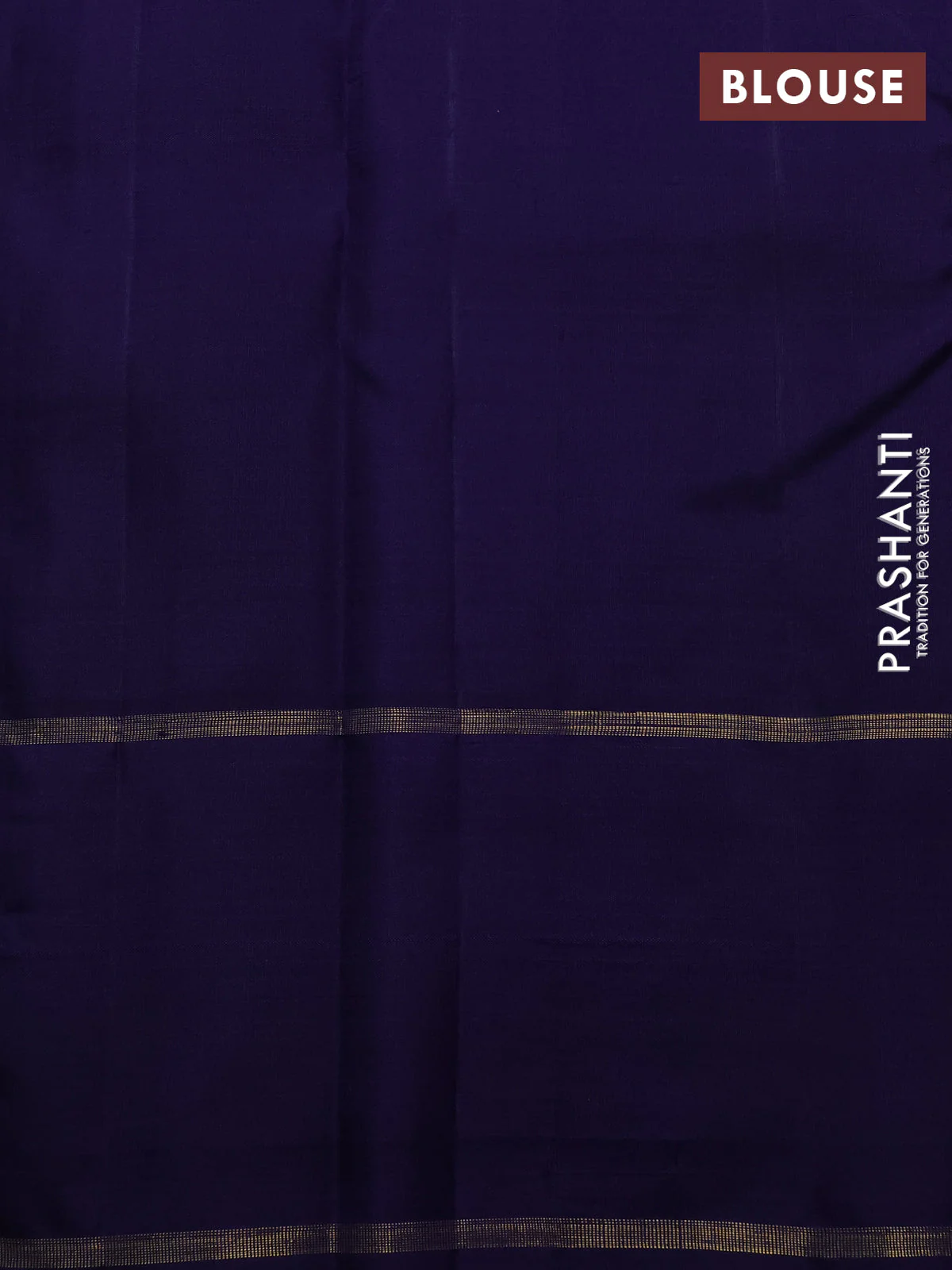Pure kanchipuram silk saree purple and dark blue with allover zari stripe pattern and zari woven paisley butta border - Image 4