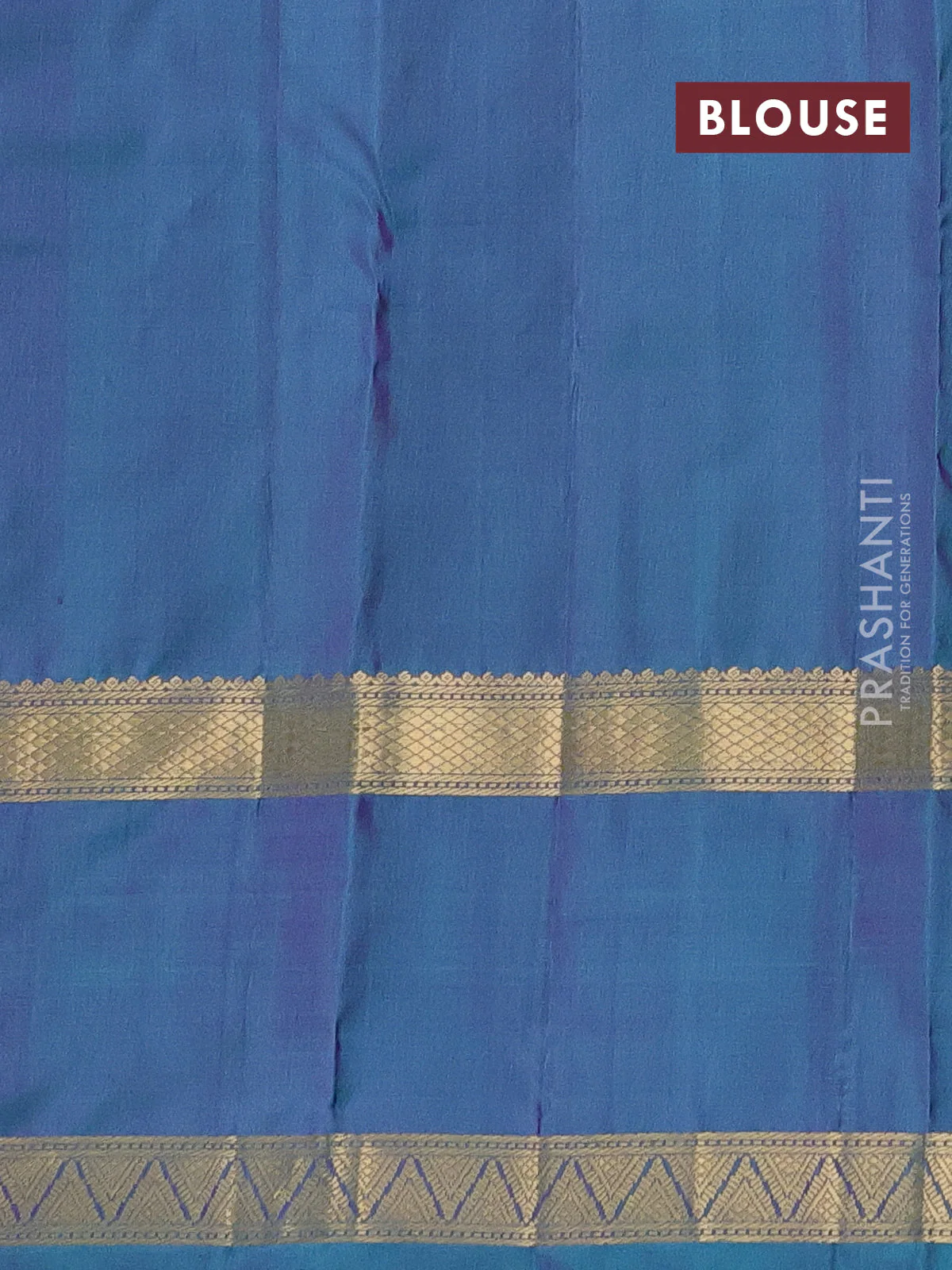 Pure kanchipuram silk saree purple and dual shade of teal green with zari woven buttas and long zari woven butta border - Image 4