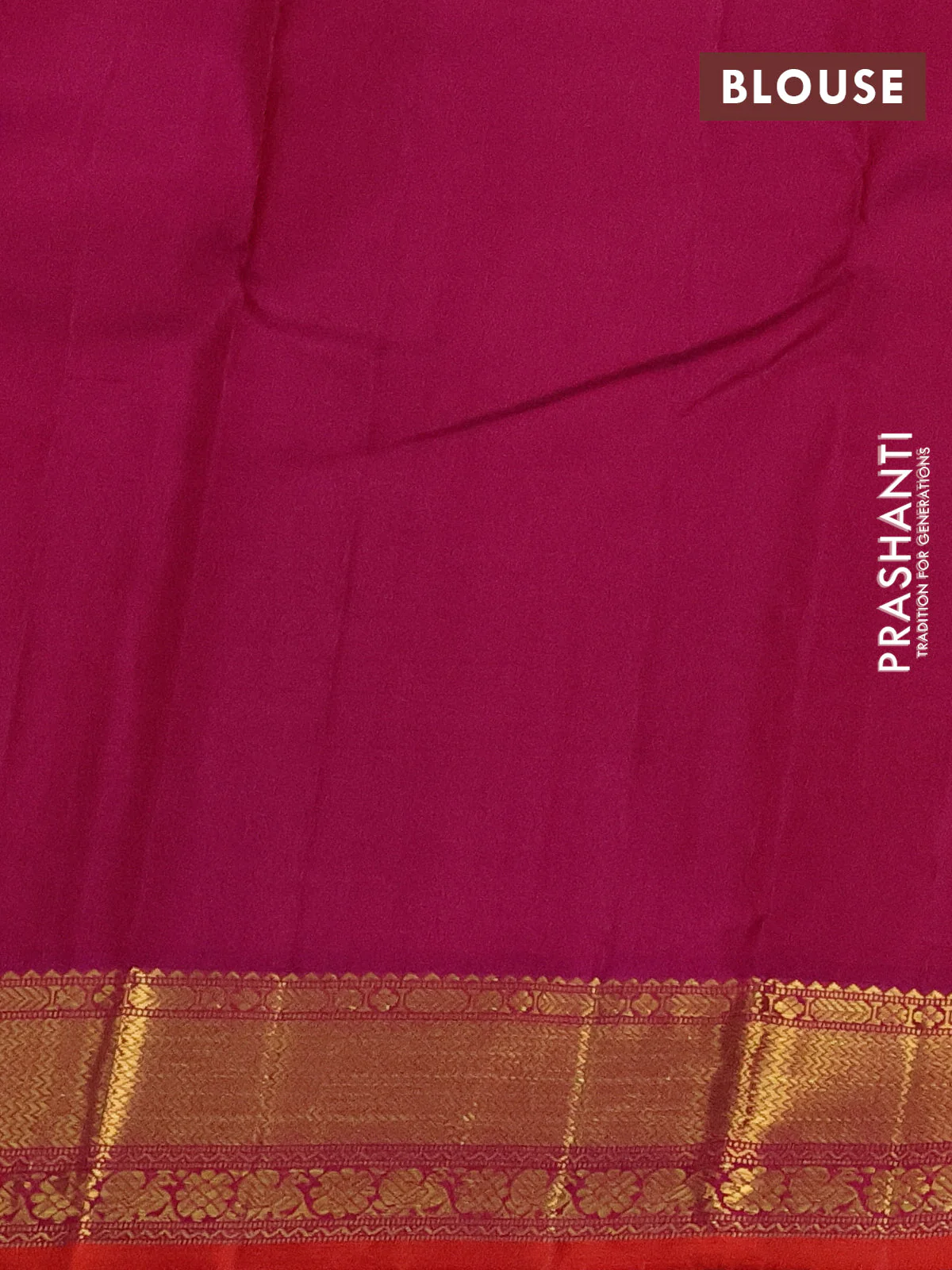 Pure kanchipuram silk saree purple and orange with plain body and zari woven border - Image 3