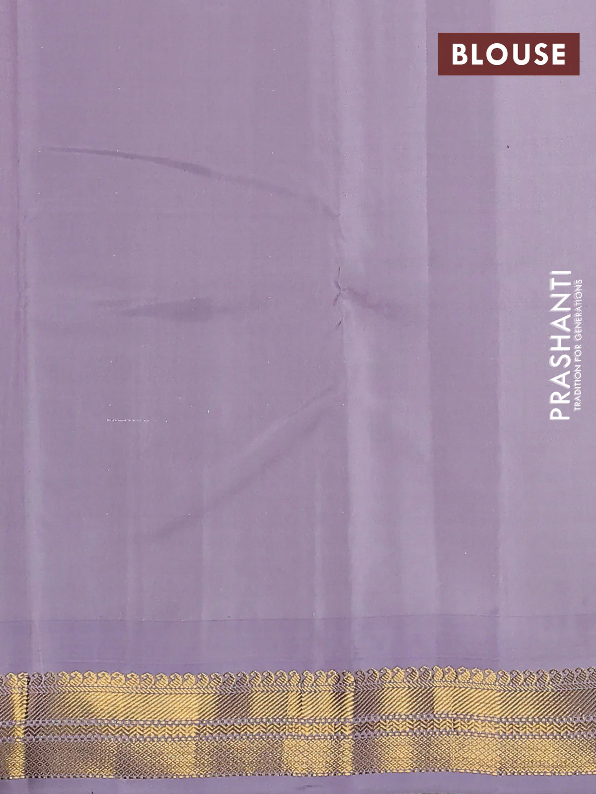 Pure kanchipuram silk saree purple and pastel grey with plain body and temple design zari woven border - Image 3