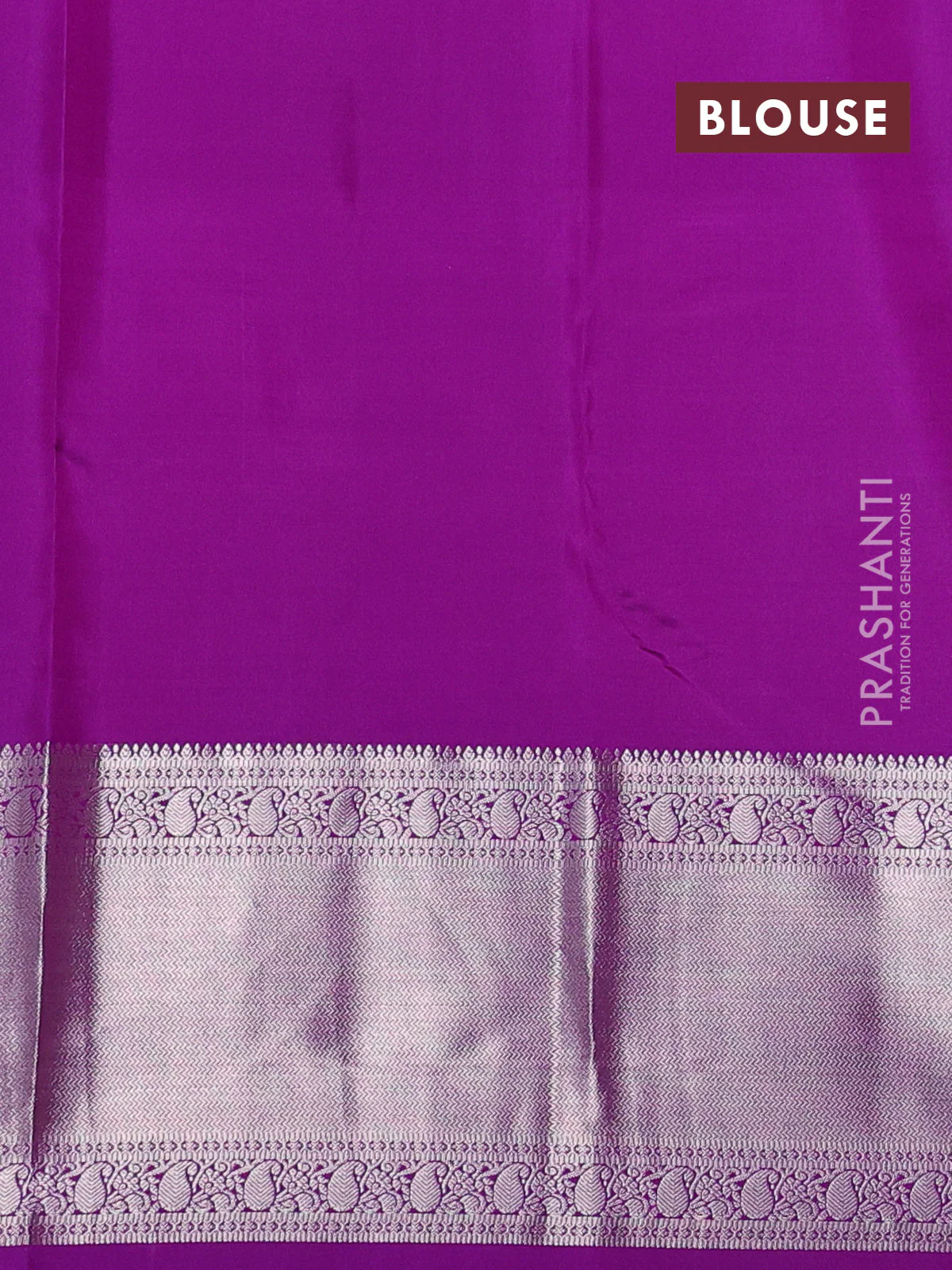 Pure kanchipuram silk saree purple shade with allover silver zari weaves & buttas and long silver zari woven border - Image 4